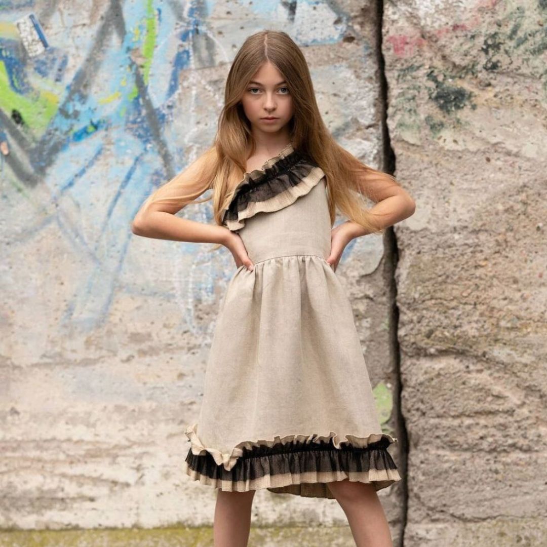 Authentic Lotus Silk Dress for Girls – view 2 – Infantium Victoria