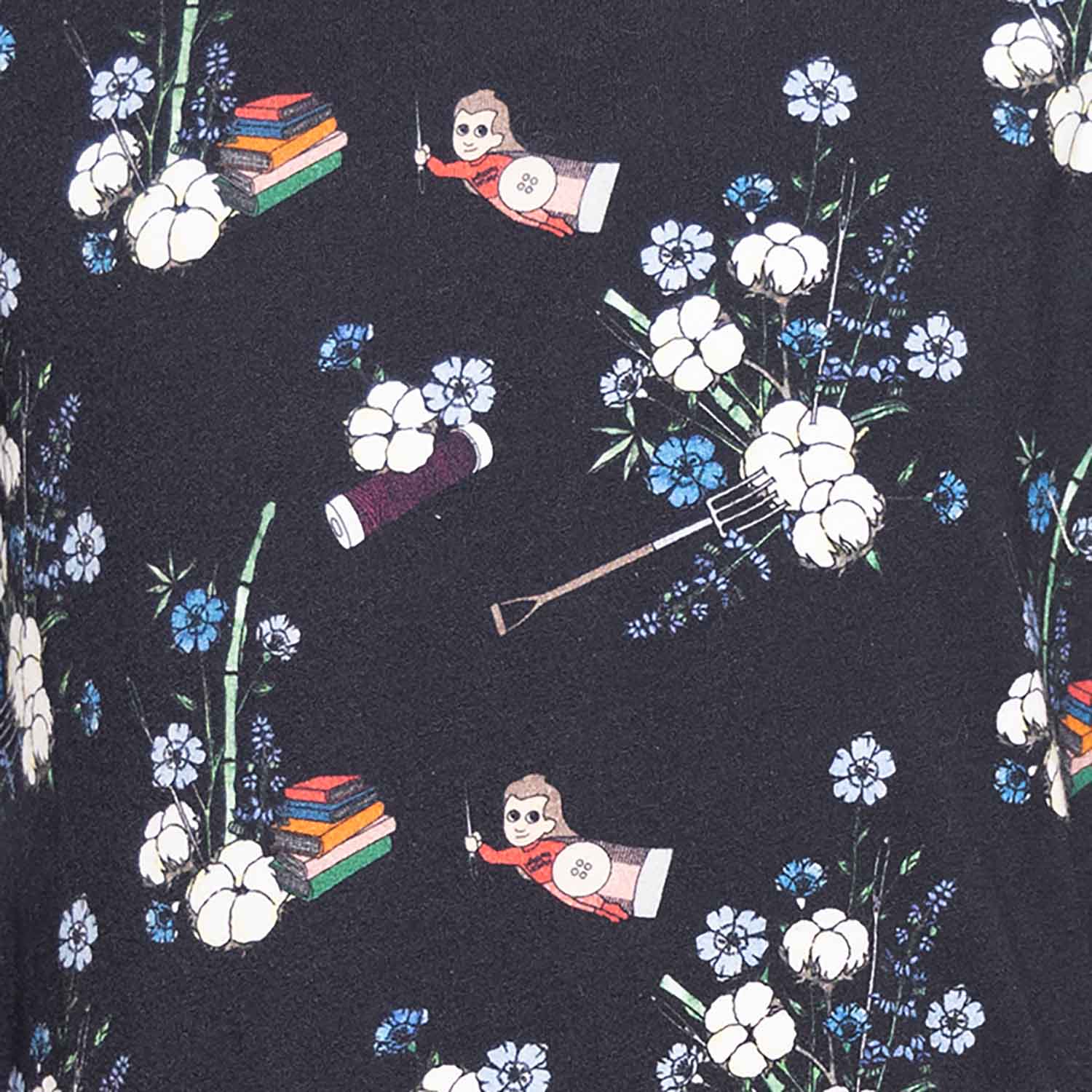 Girls Black Dress with Floral Print – view 3 – Infantium Victoria