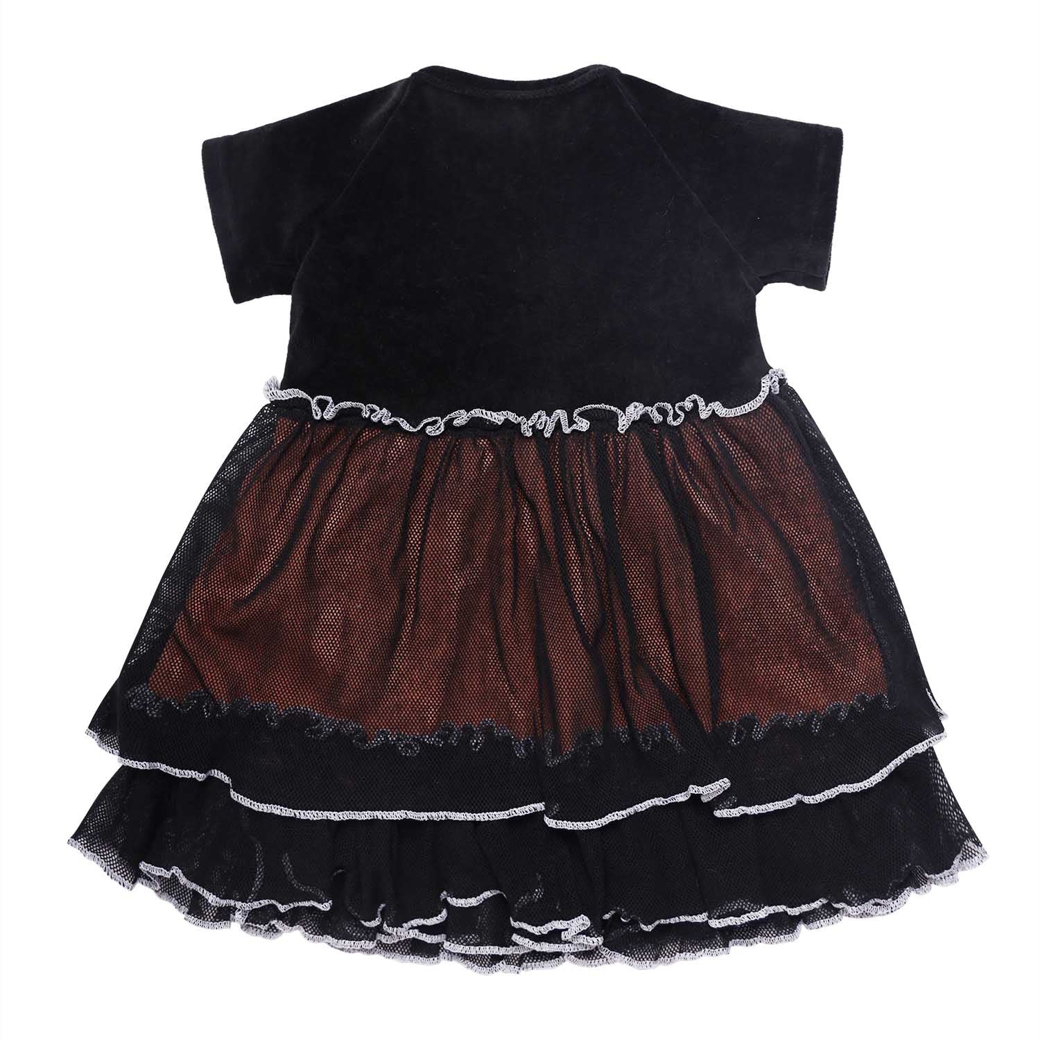 Baby Girl Velvet Dress in Black with Tulle – view 3 – Infantium Victoria