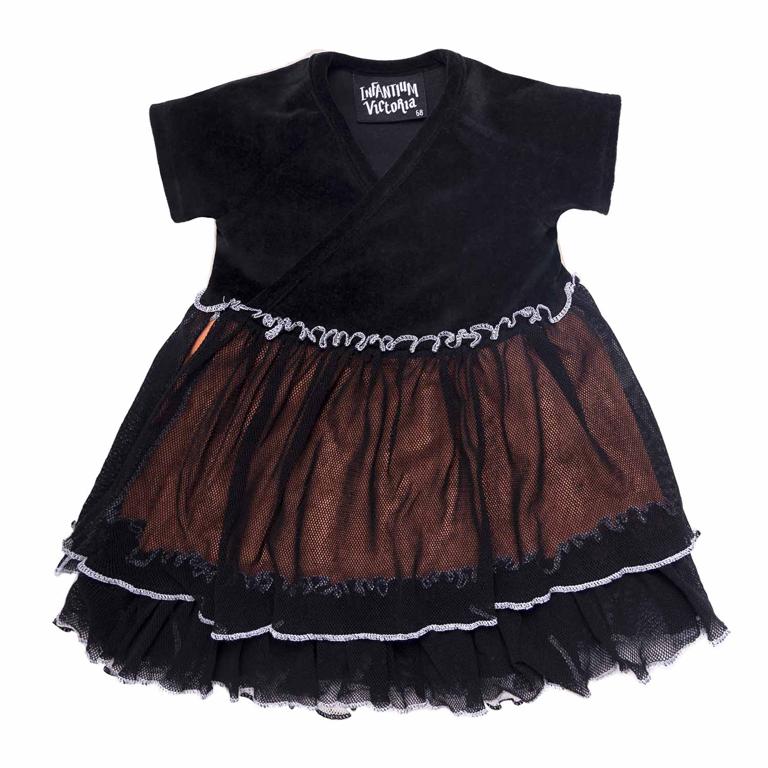 Baby Girl Velvet Dress in Black with Tulle – Infantium Victoria