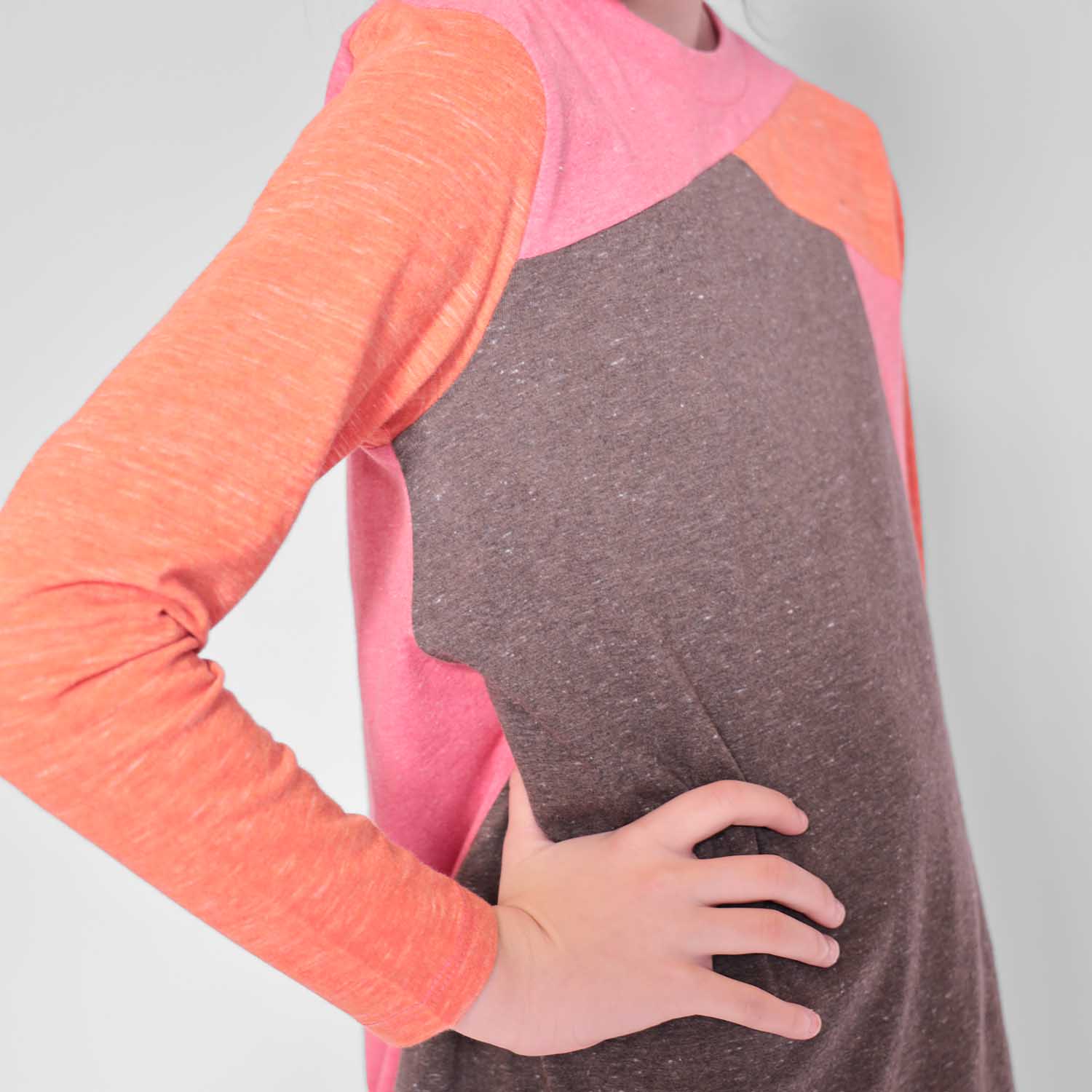 Girls Pink and Orange Colorblock Dress – view 3 – Infantium Victoria