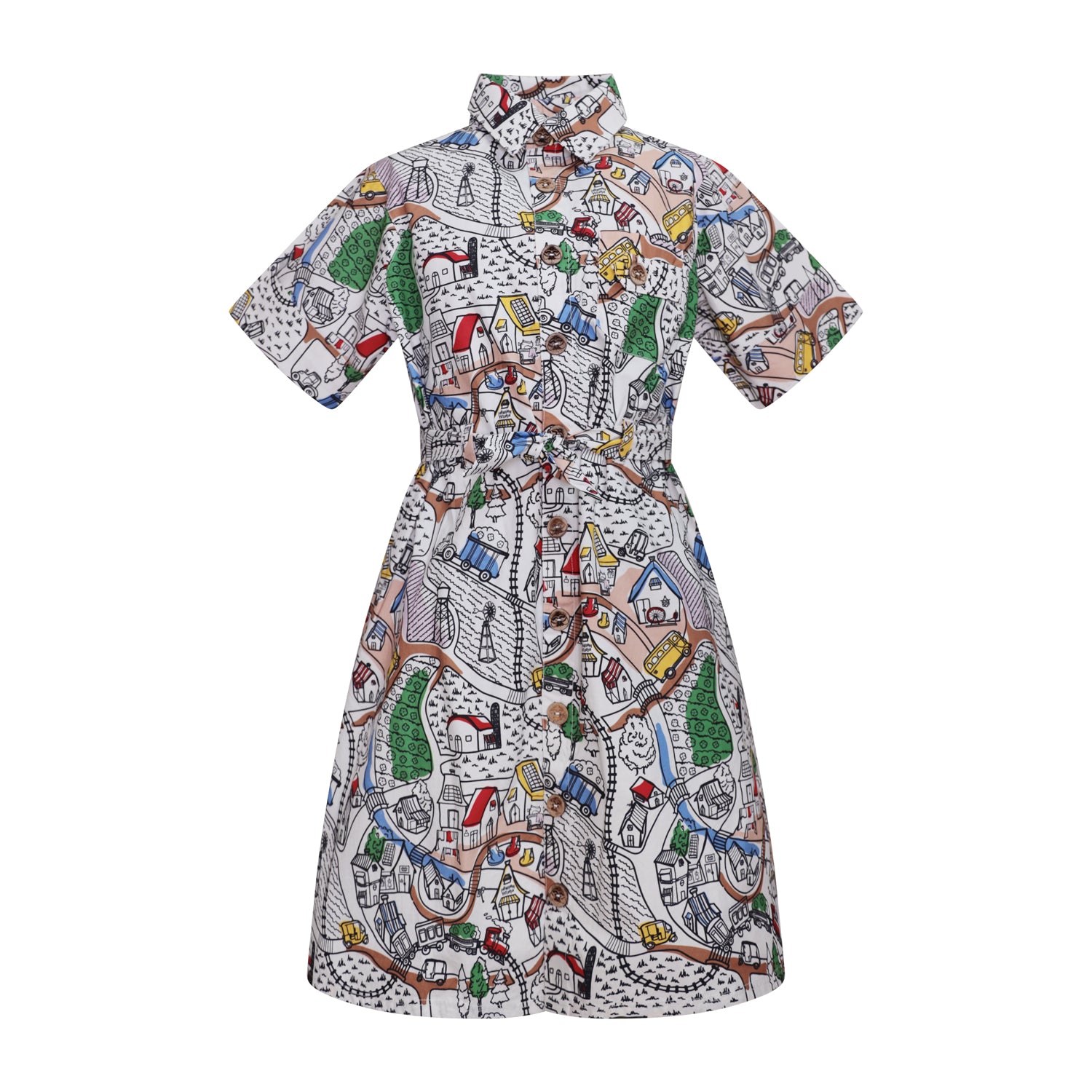 Village Print Girls Summer Dress – Infantium Victoria