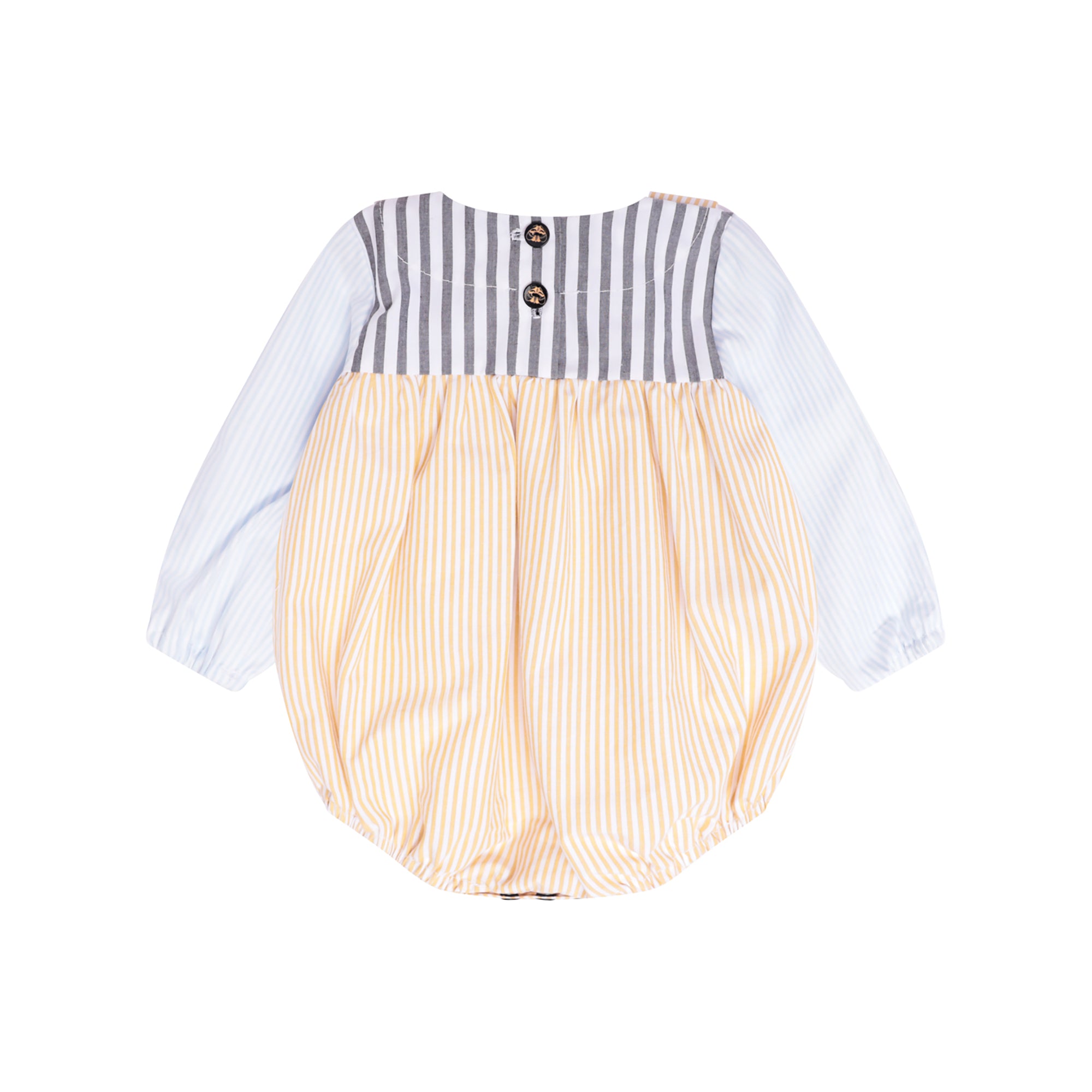 Yellow/Blue Stripes Baby Boy Rompers – view 2 – Infantium Victoria