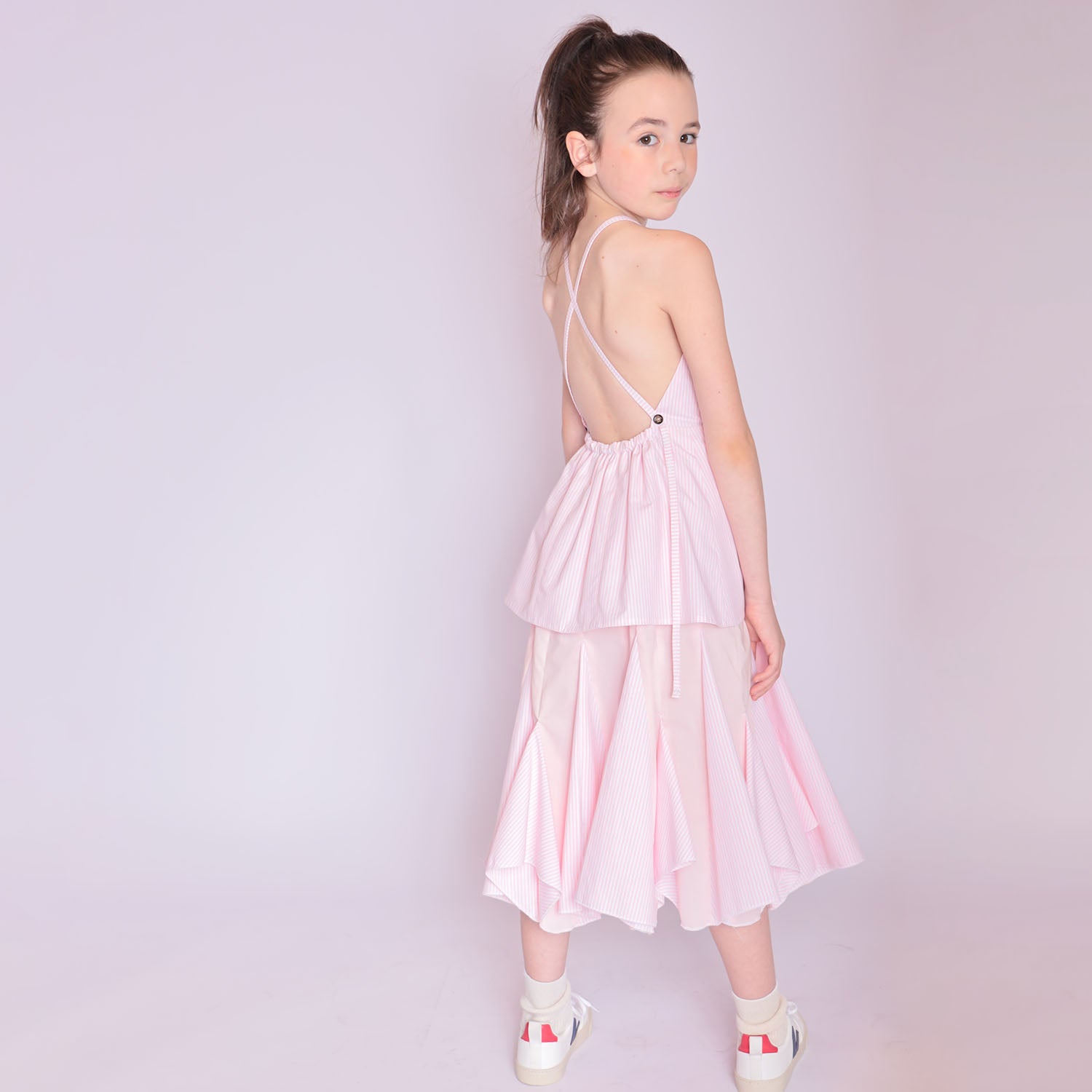 Zero Waste Pink Flower Girl Dress – view 3 – Infantium Victoria