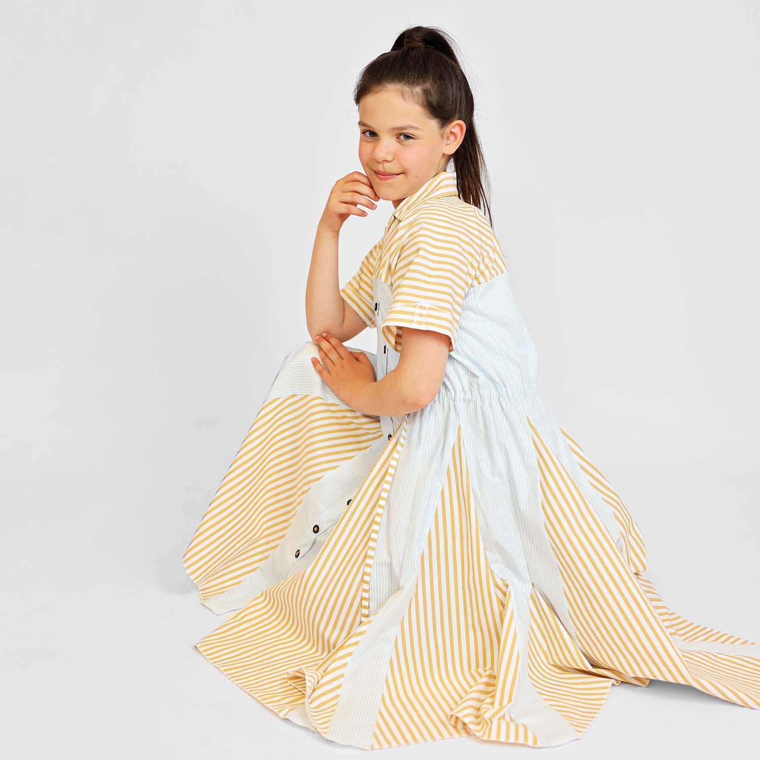 Zero Waste Girls Shirt Dress in Stripes – view 5 – Infantium Victoria
