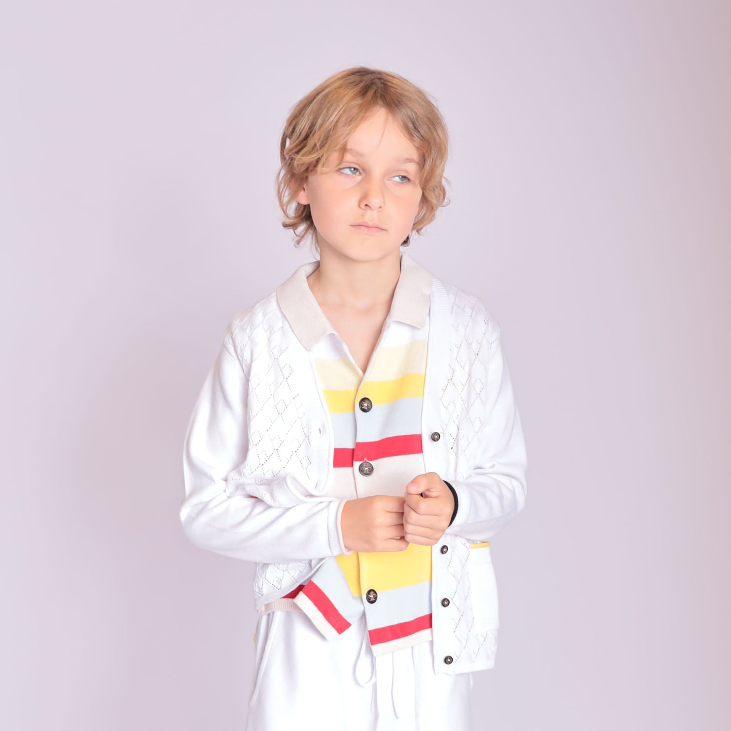Girls White Cardigan – view 3 – Infantium Victoria