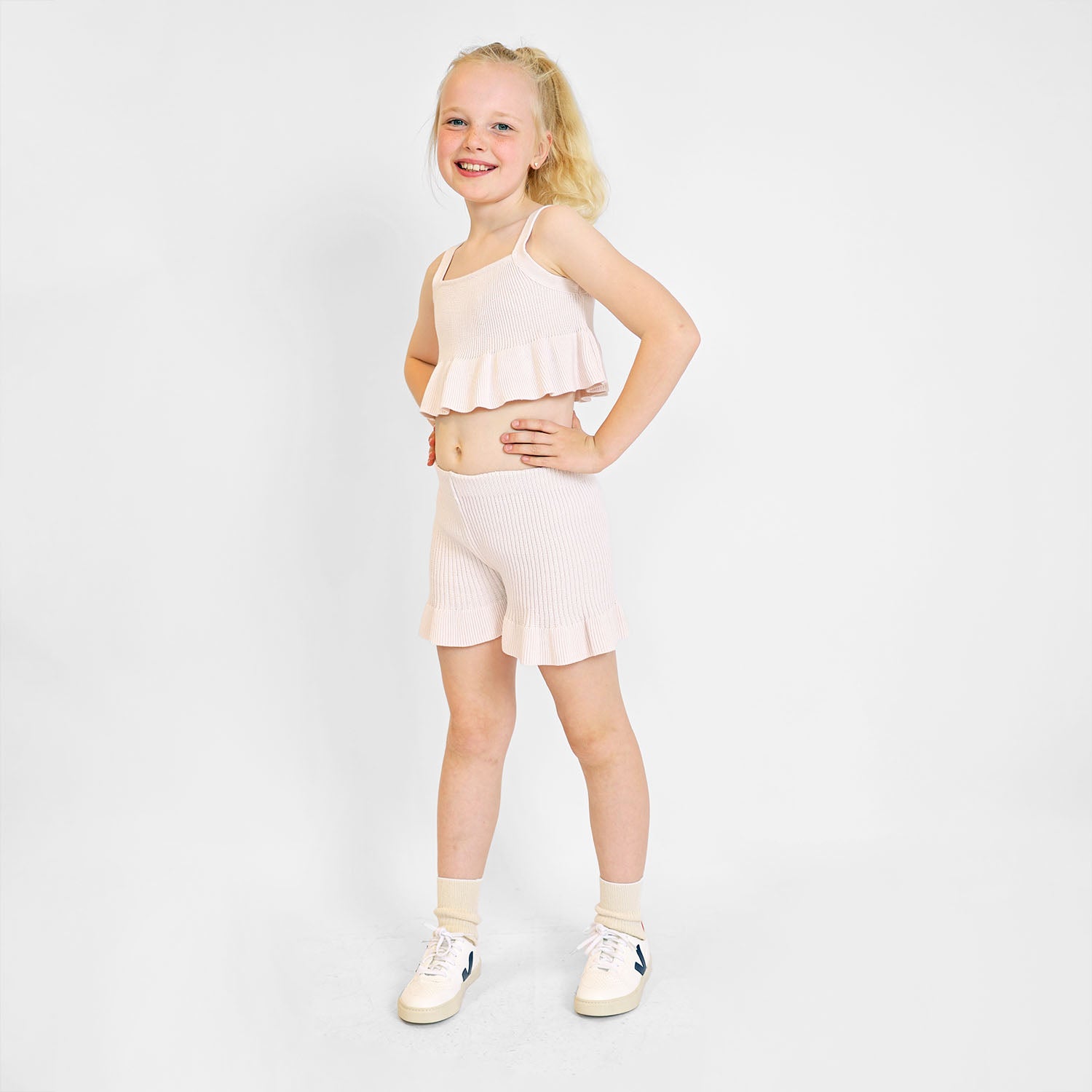 Pink Knitted Beach Shorts – view 2 – Infantium Victoria