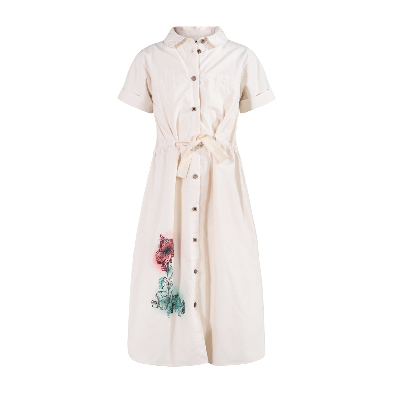 The Safari Dress — Embroidered Off-White Poplin – Infantium Victoria