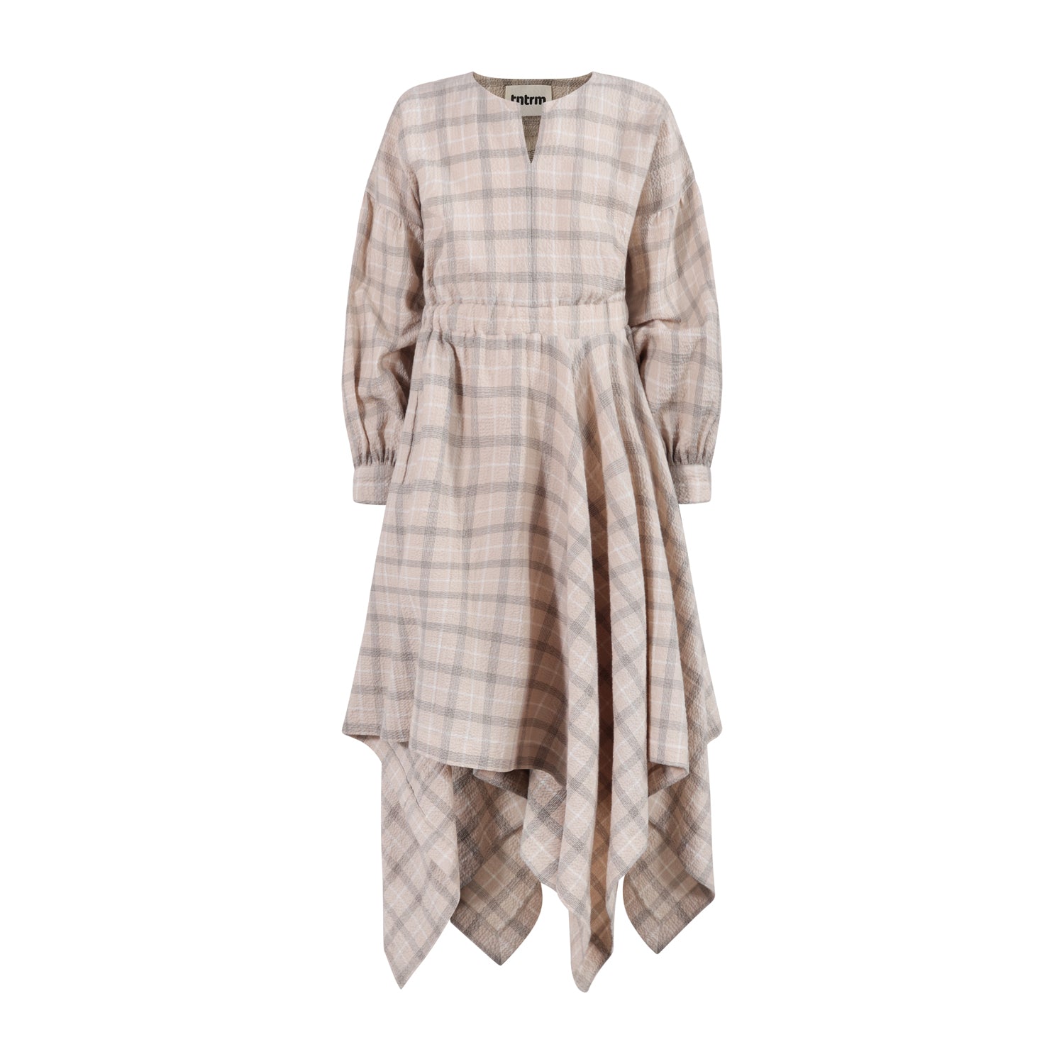 The Drama Dress — Beige Check Seersucker – Infantium Victoria