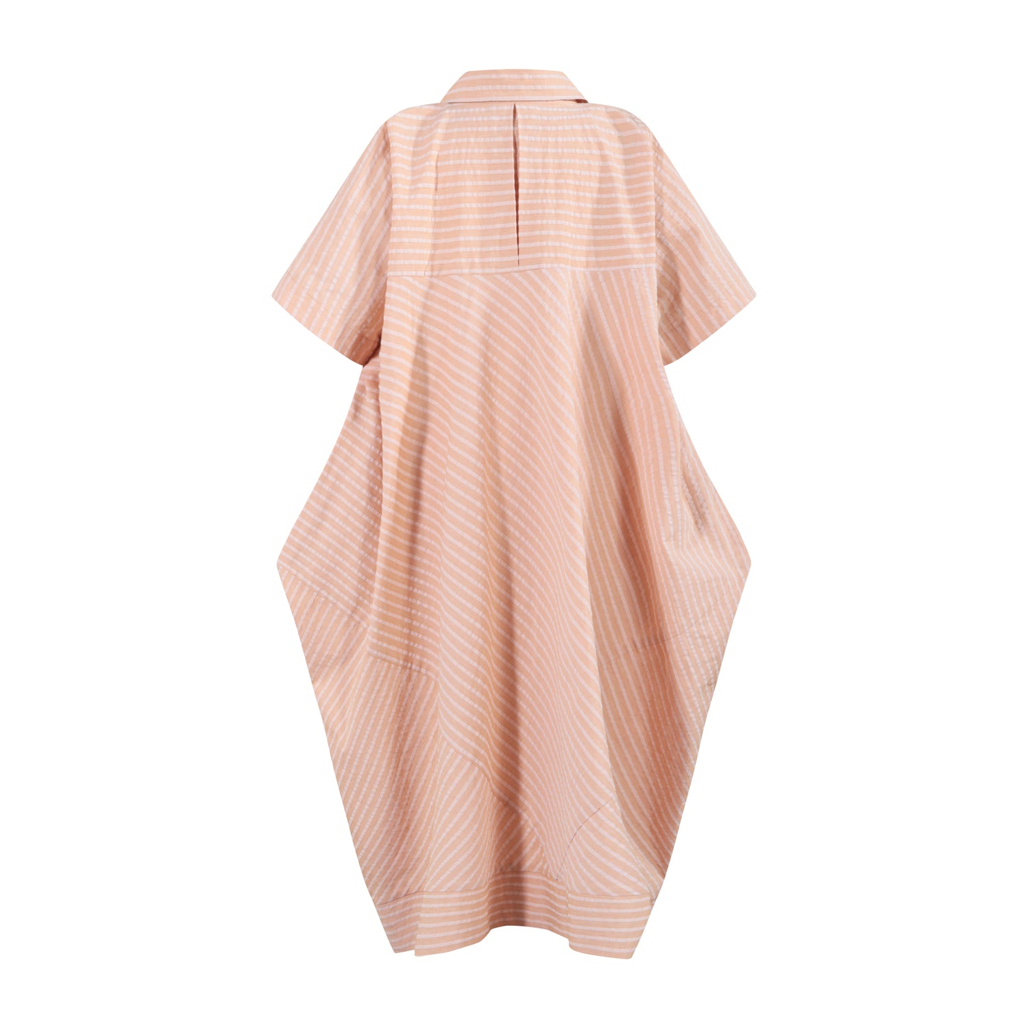 The Geometric Shirt-Dress — Orange Hazelnut Seersucker – view 2 – Infantium Victoria
