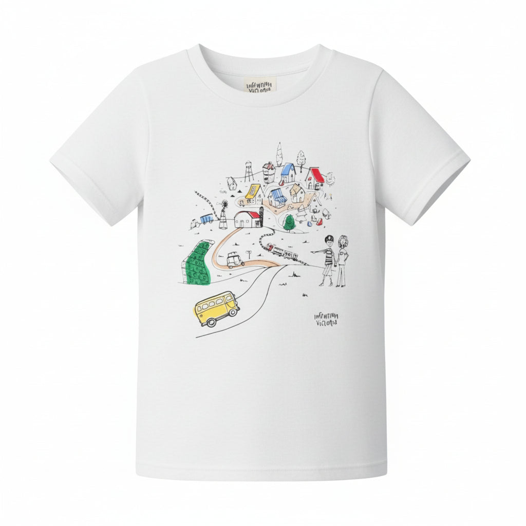 Infographics T-shirt with Printed Village for Kids – Infantium Victoria