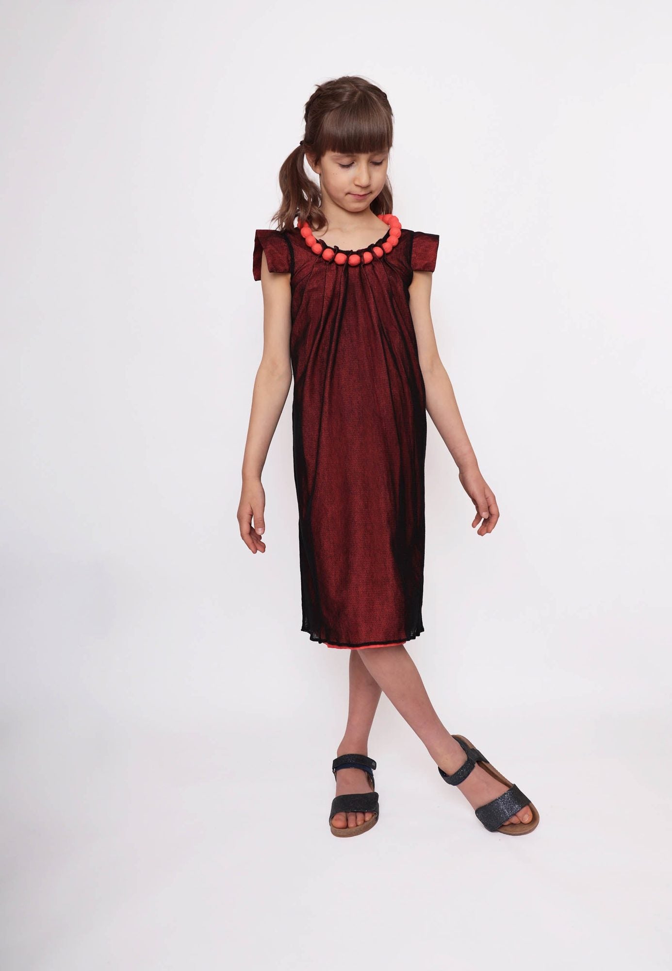 Organic Cotton Girls Tulle Dress in Red – view 5 – Infantium Victoria
