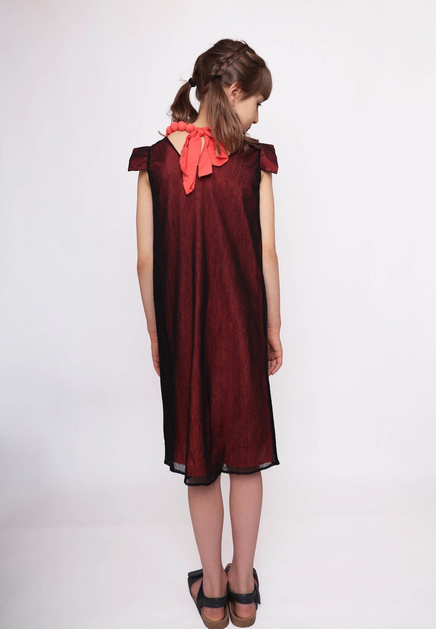 Organic Cotton Girls Tulle Dress in Red – view 6 – Infantium Victoria
