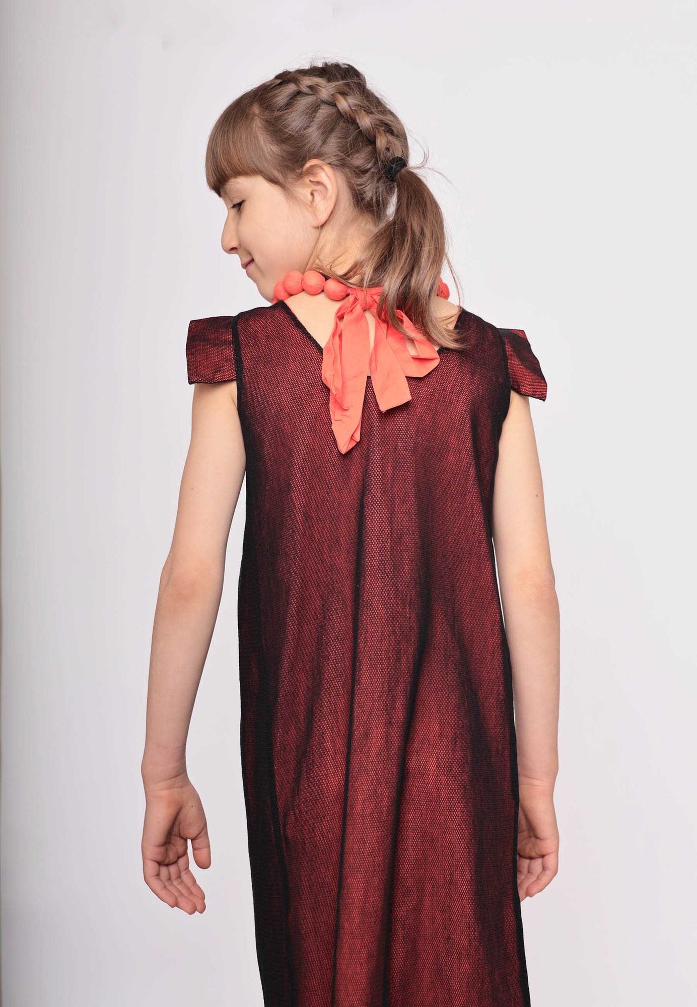 Organic Cotton Girls Tulle Dress in Red – view 7 – Infantium Victoria