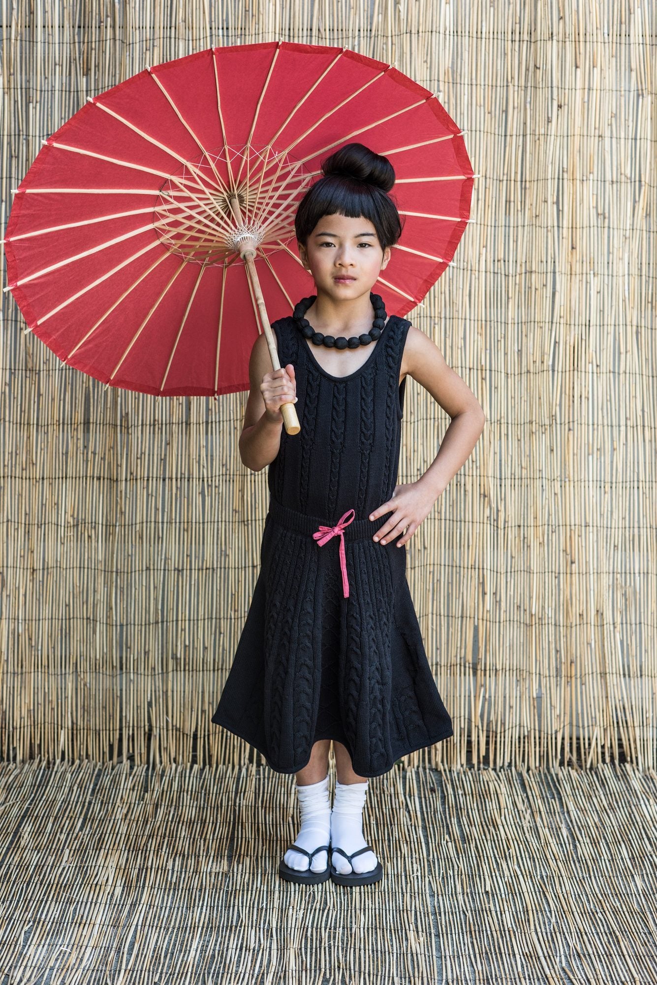 Black Cable Knit Dress for Girls – view 3 – Infantium Victoria