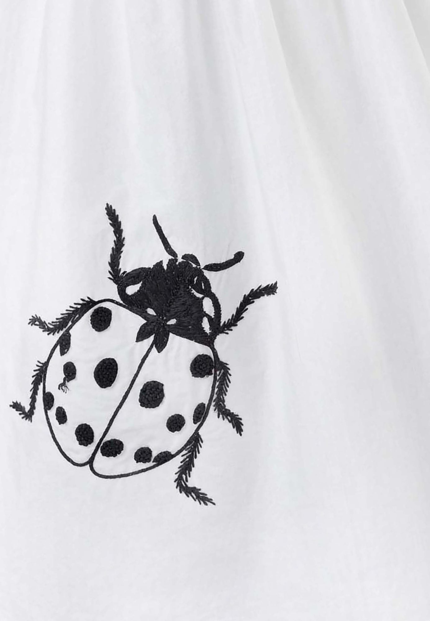 White Dress with Cutout Back and Ladybug Hand Embroidery – view 8 – Infantium Victoria