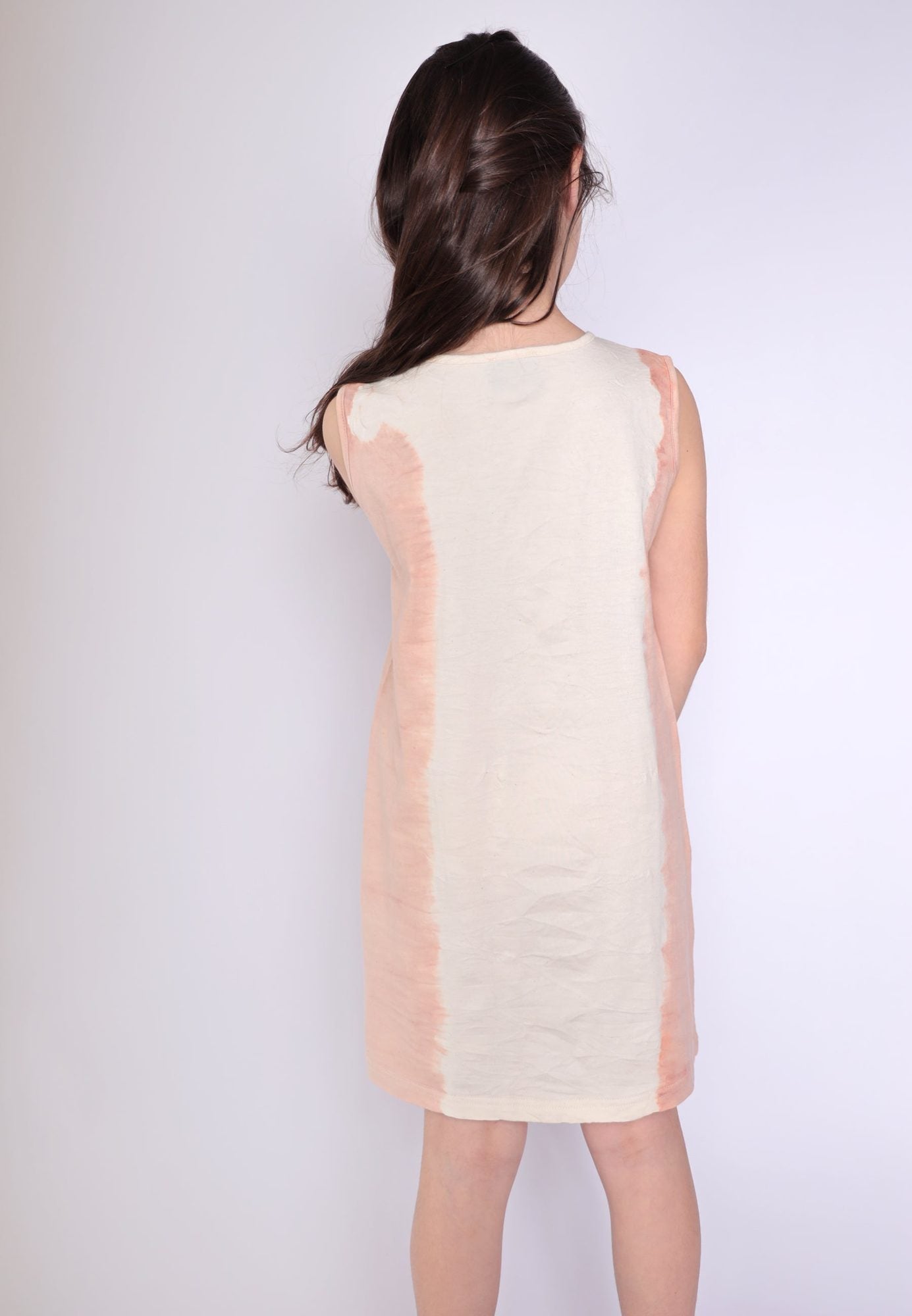 Artisanal T-Shirt Dress Naturally Dyed Madder with Hand Block Print – view 4 – Infantium Victoria