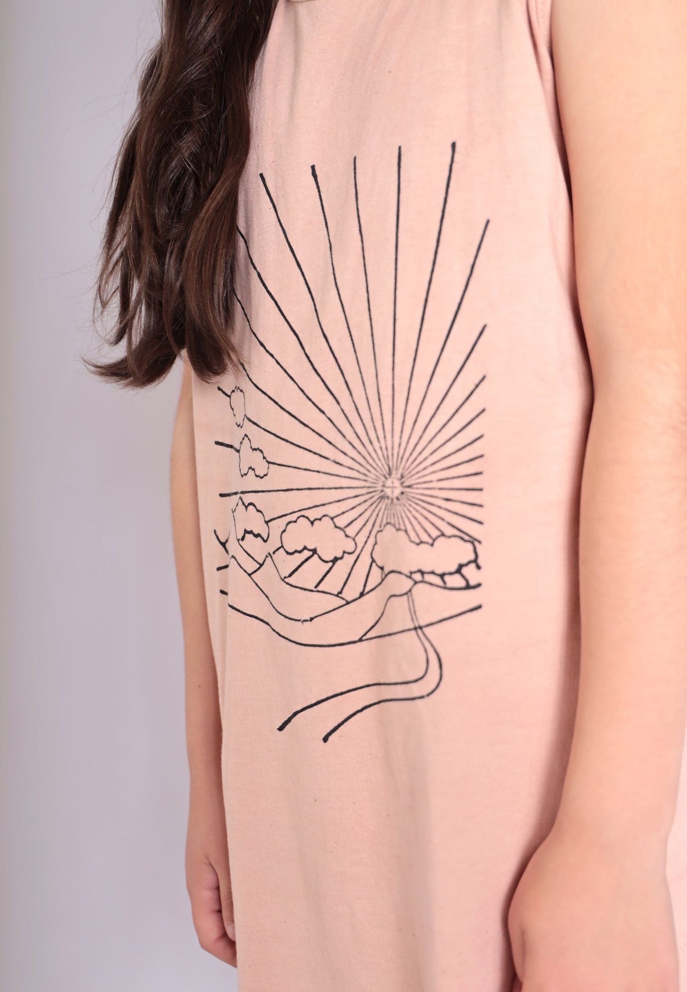 Artisanal T-Shirt Dress Naturally Dyed Madder with Hand Block Print – view 5 – Infantium Victoria