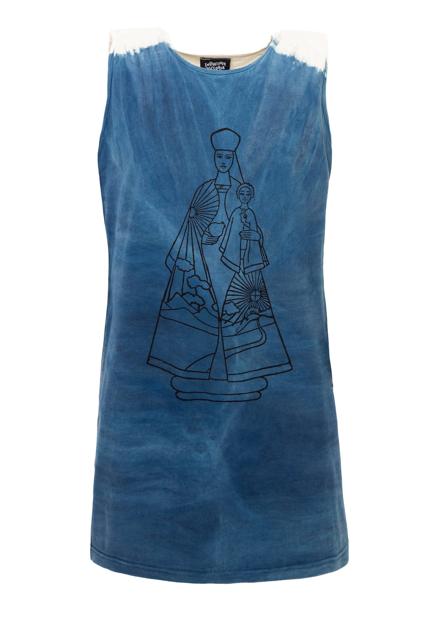 Artisanal T-Shirt Dress Naturally Dyed Indigo with Hand Block Print – Infantium Victoria