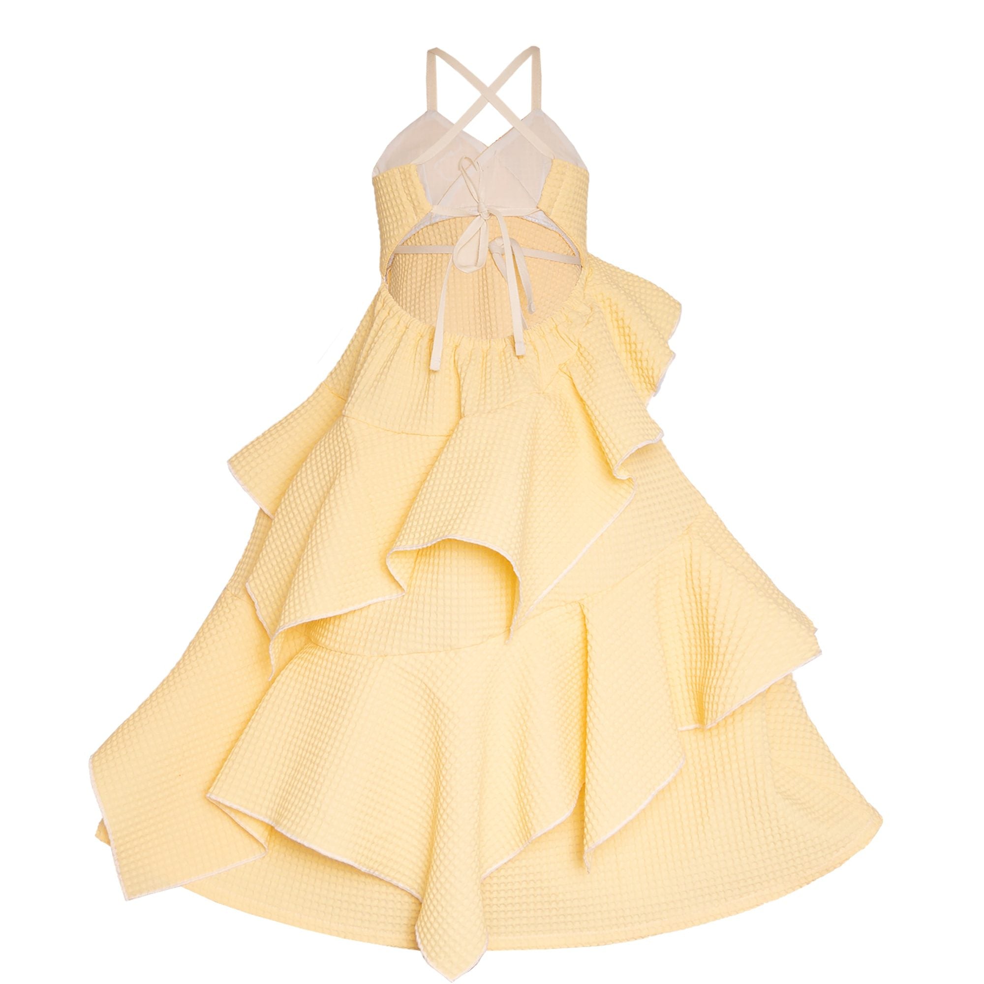 Yellow Waffle Cotton Gown for Girls – view 4 – Infantium Victoria