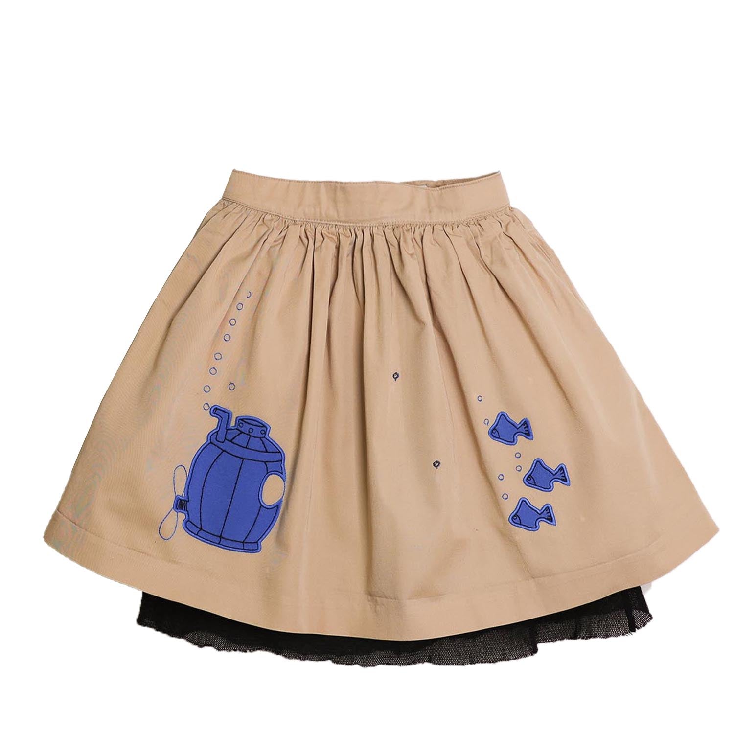 MAGIC MENDING PRELOVED Beige Cotton Skirt with Submarine, 8 years – Infantium Victoria