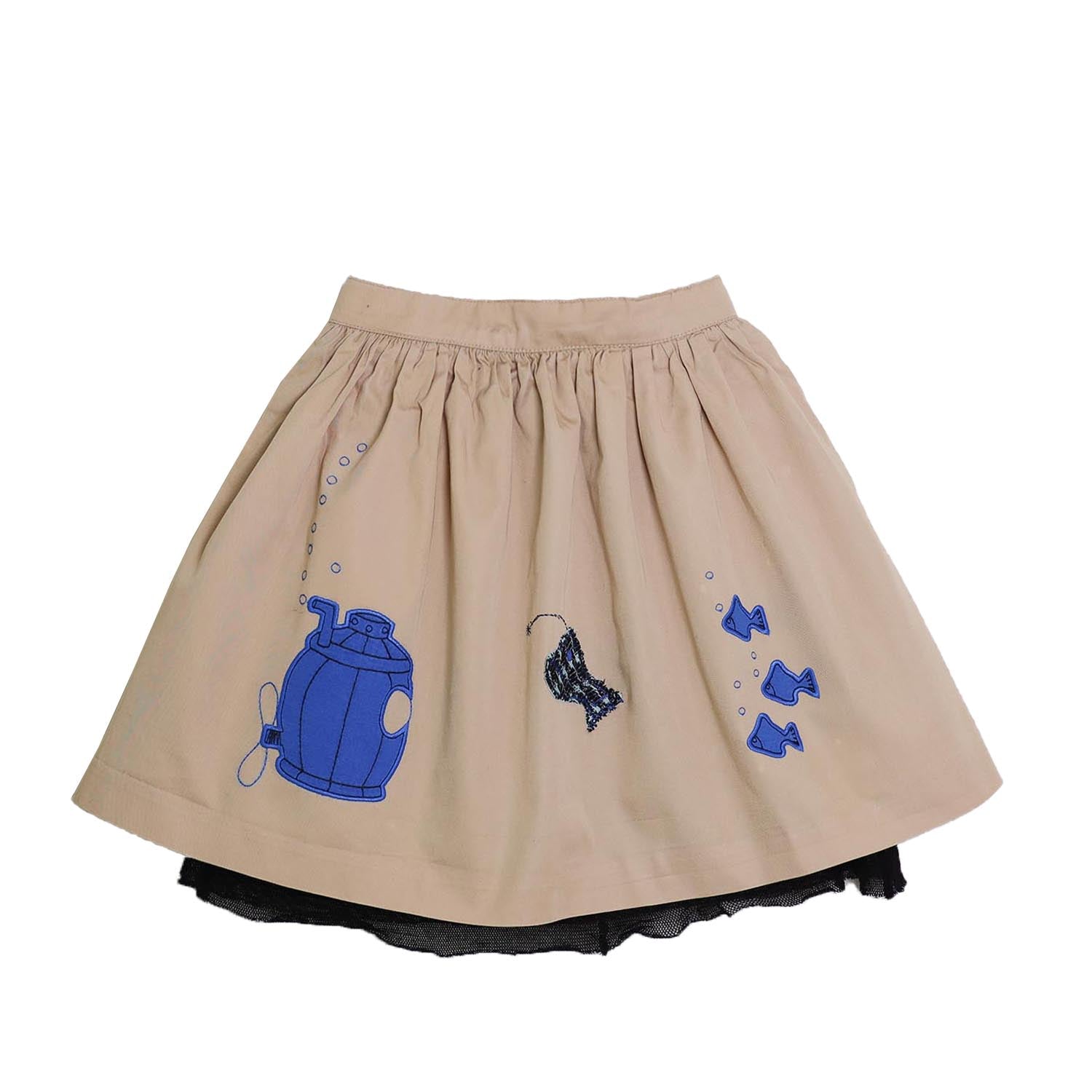 MAGIC MENDING PRELOVED Beige Cotton Skirt with Submarine, 8 years – Infantium Victoria