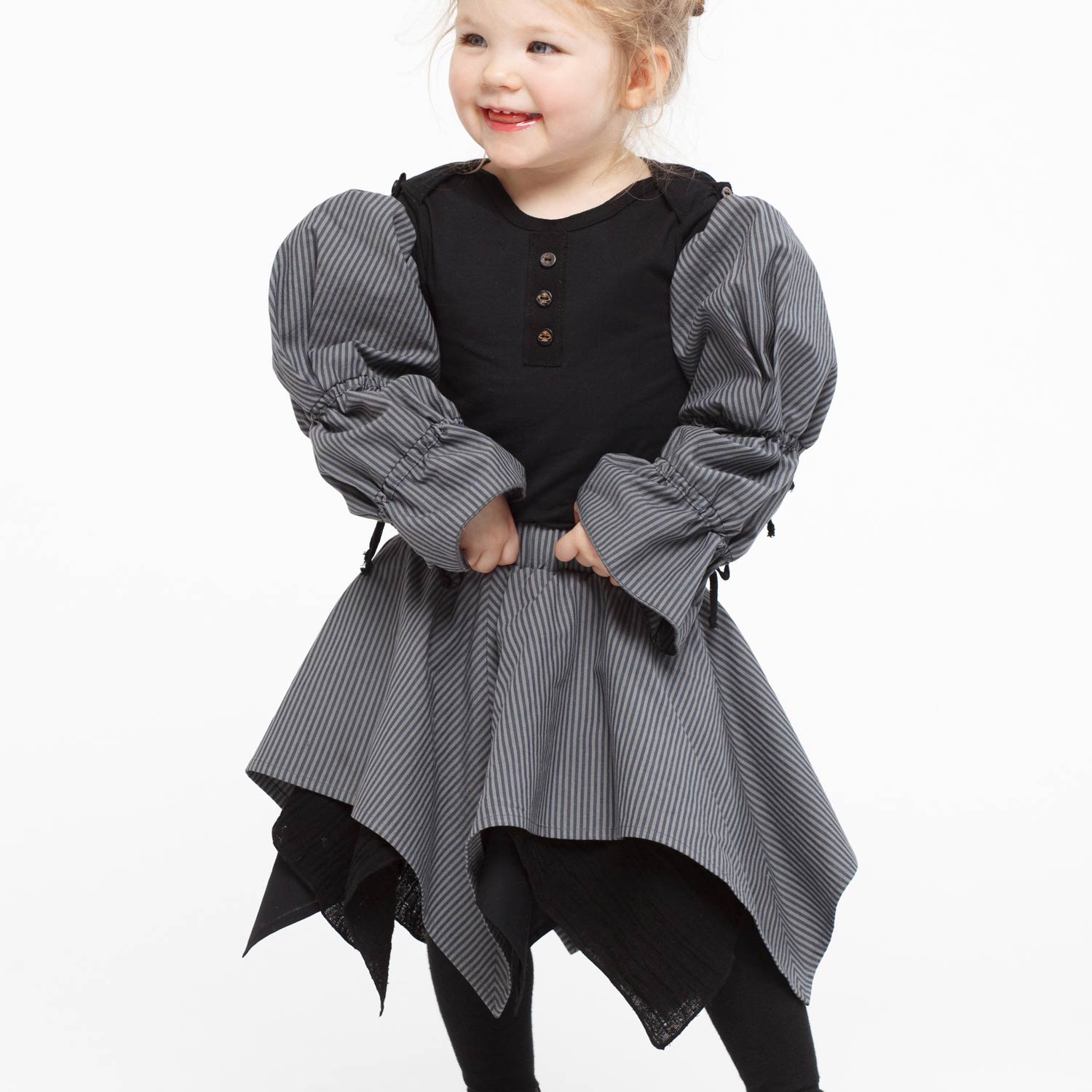Handkerchief Skirt in Gray Stripes – view 2 – Infantium Victoria