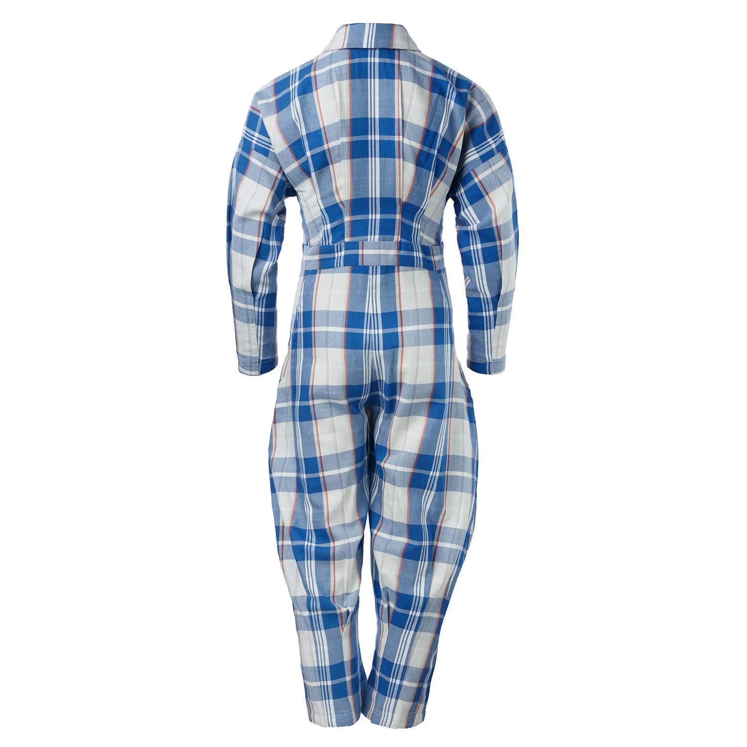 Blue and White Tartan Boiler Suit – view 4 – Infantium Victoria