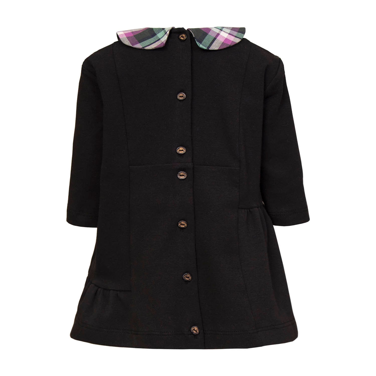 Black Baby Dress with Tartan Detail – view 3 – Infantium Victoria