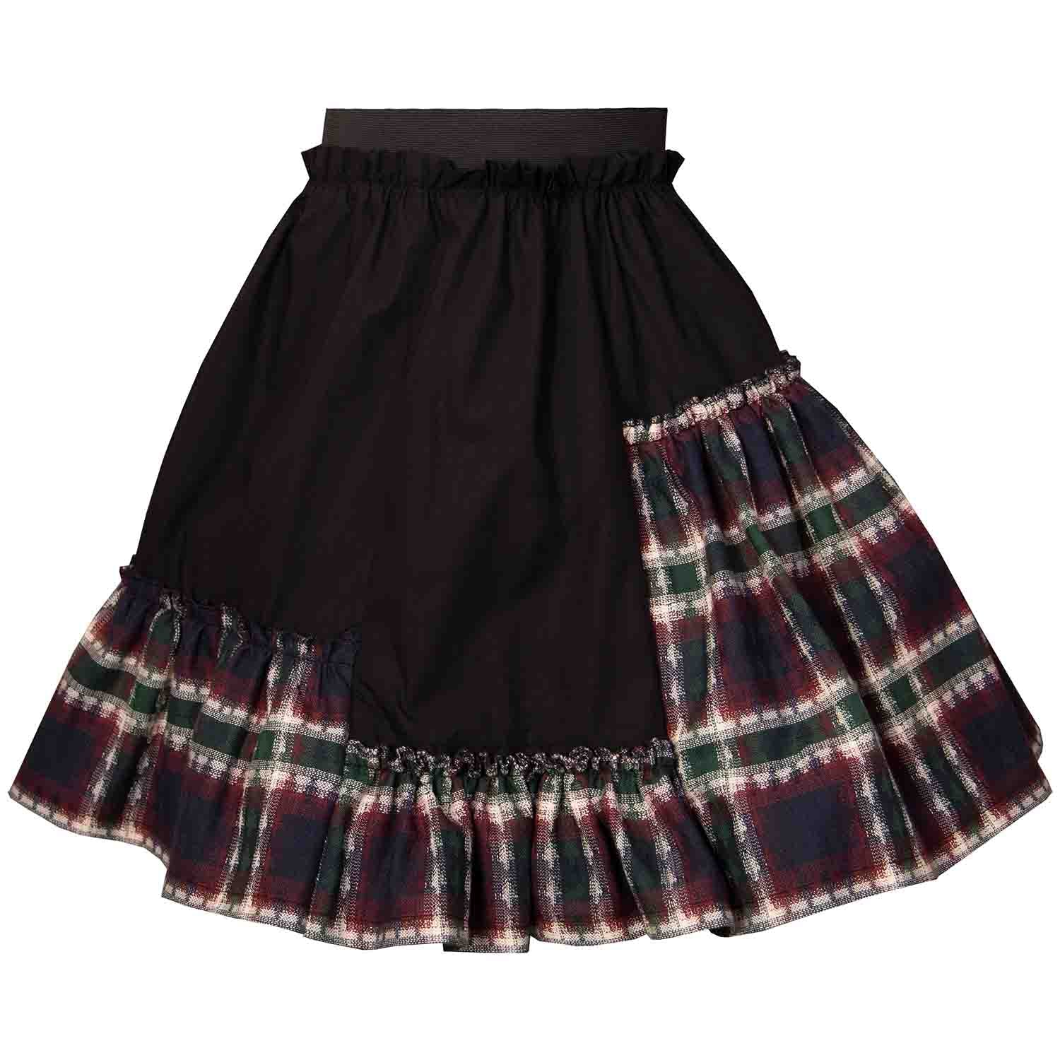Girls Black Skirt with Tartan Detail in Red & Green – Infantium Victoria
