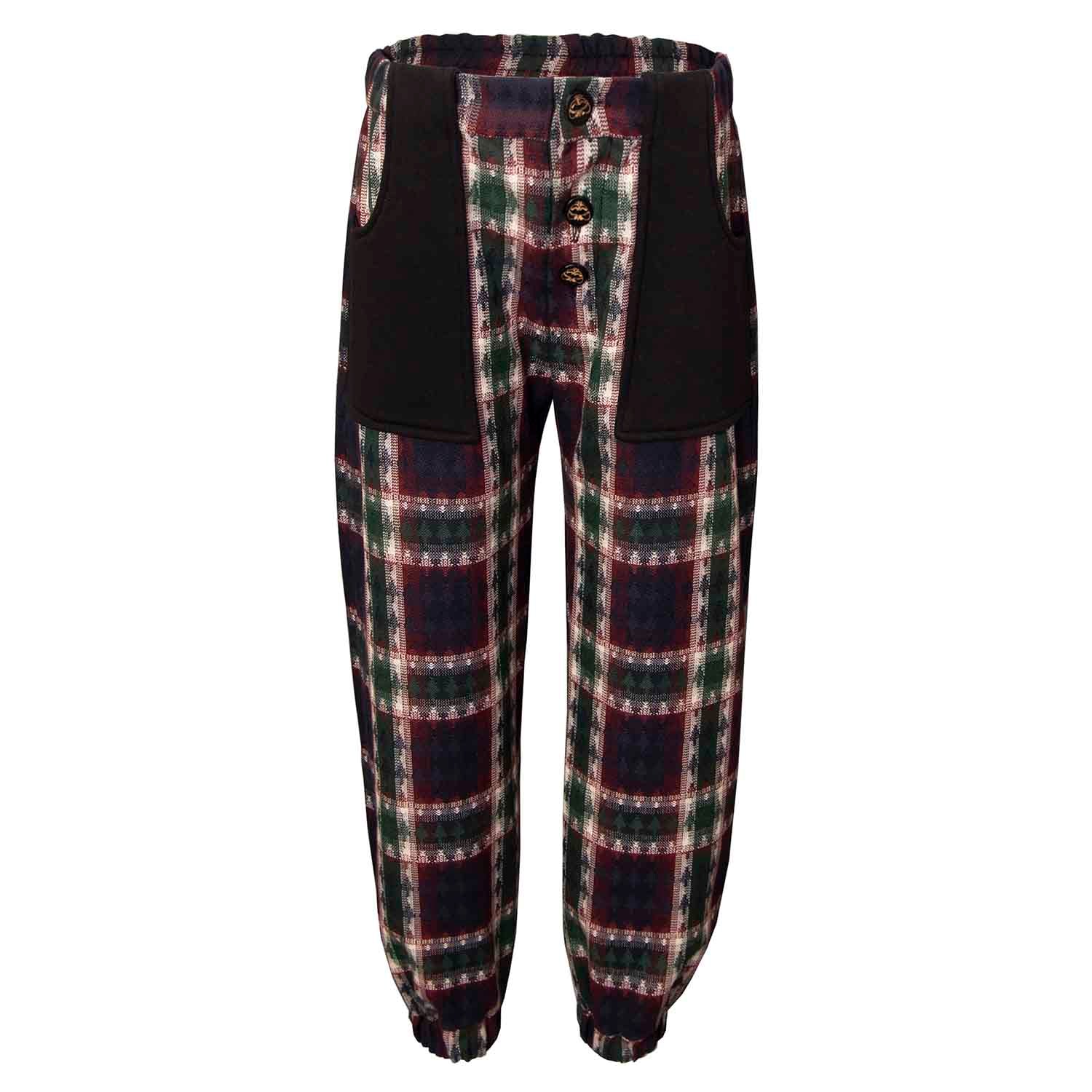 Kids Pants in Bordeaux and Green Tartan – Infantium Victoria