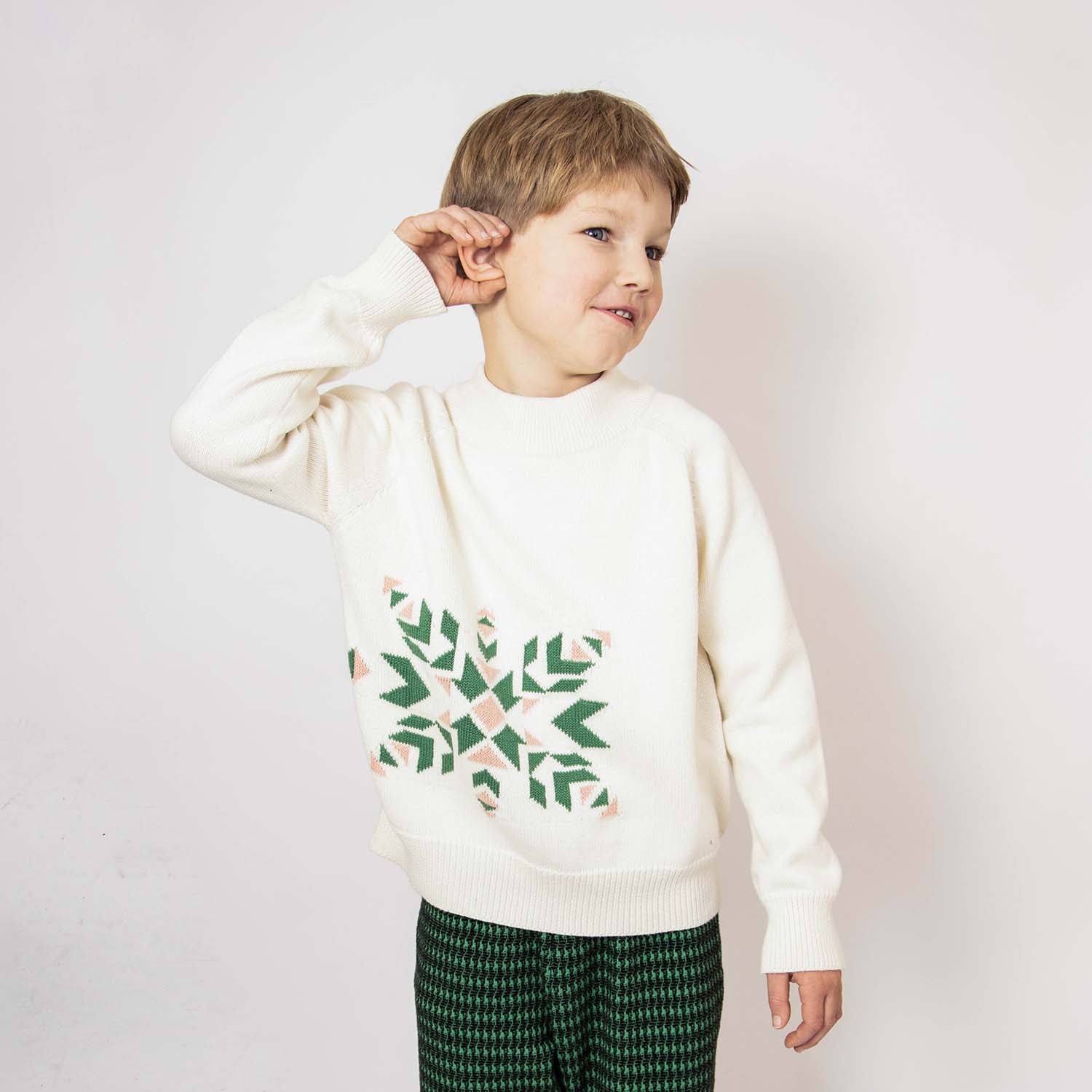 Organic Cotton Christmas Sweater Snowflake – view 2 – Infantium Victoria
