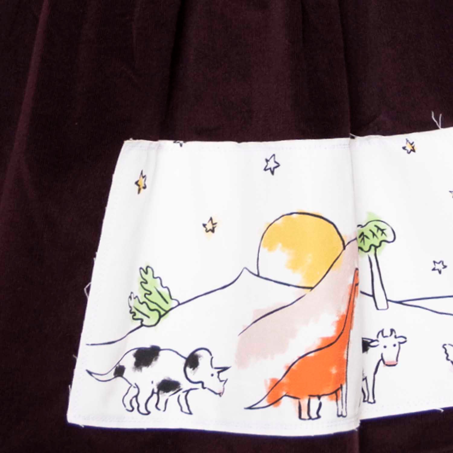 Velvet Skirt in Aubergine with Appliqué – view 3 – Infantium Victoria