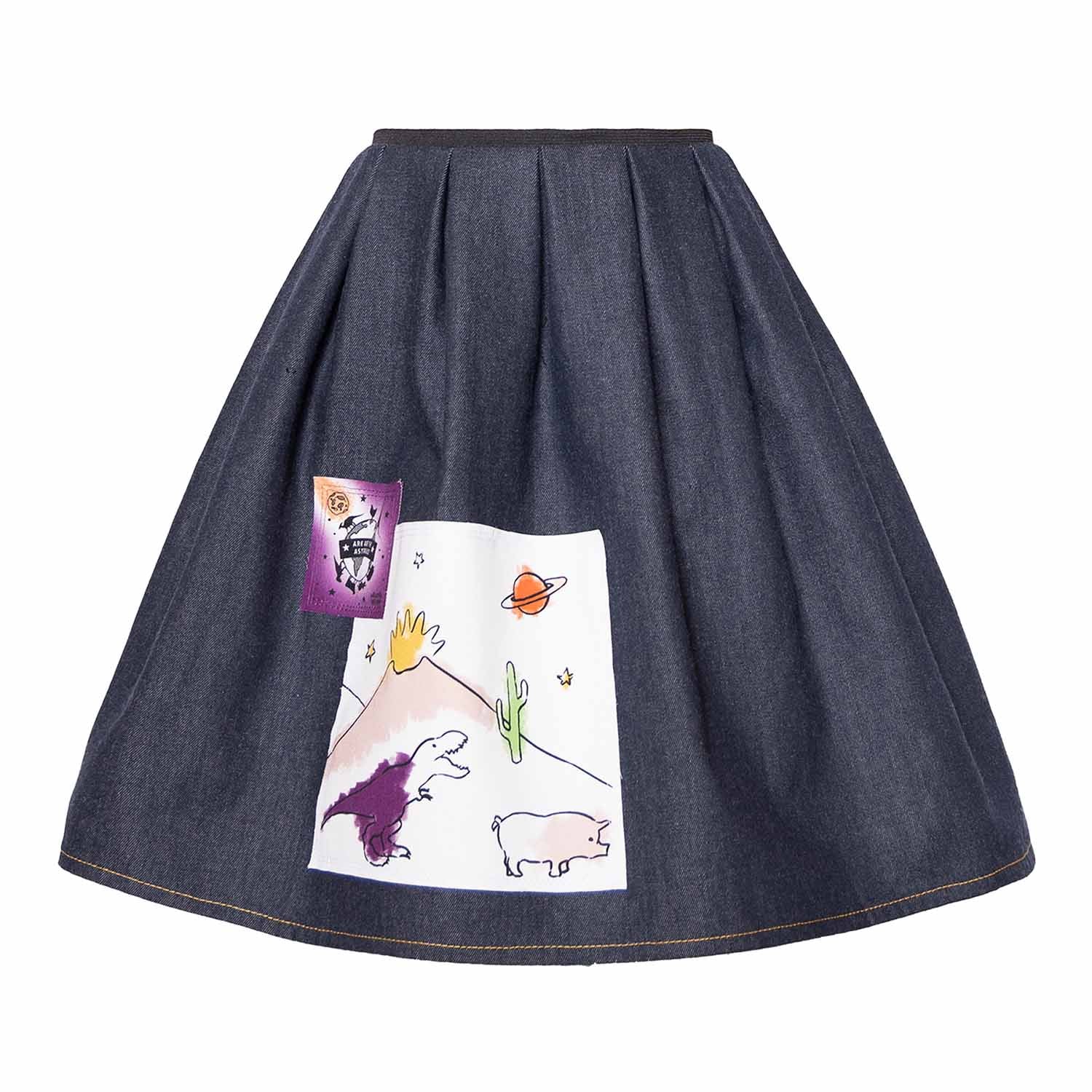 Blue Denim Skirt with Appliqué – Infantium Victoria