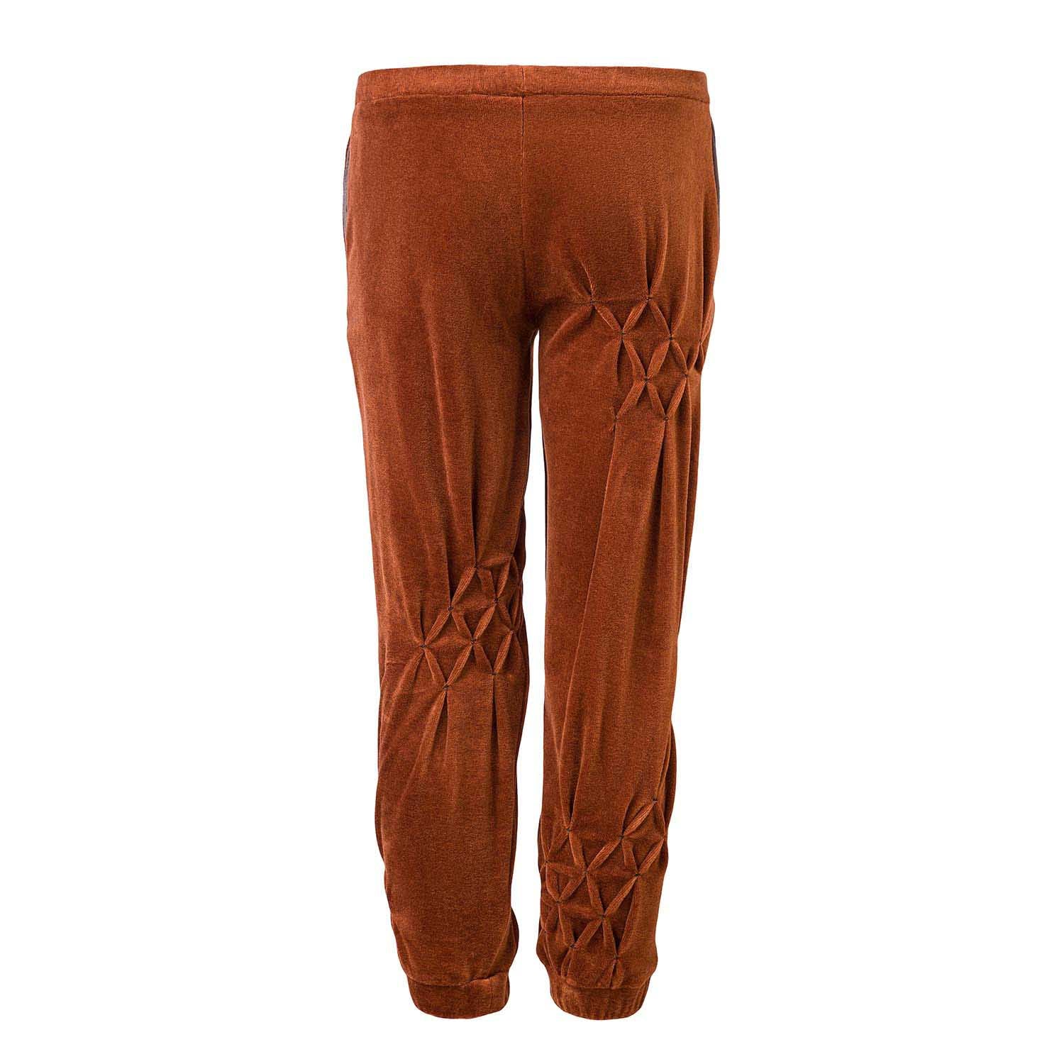 Kids Copper Velvet Track Pants with Hand Smock – view 4 – Infantium Victoria