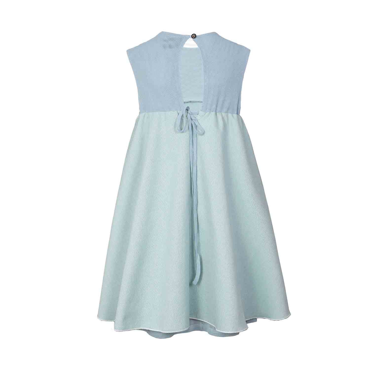 Green Baby Doll Dress with Blue Mesh – view 3 – Infantium Victoria