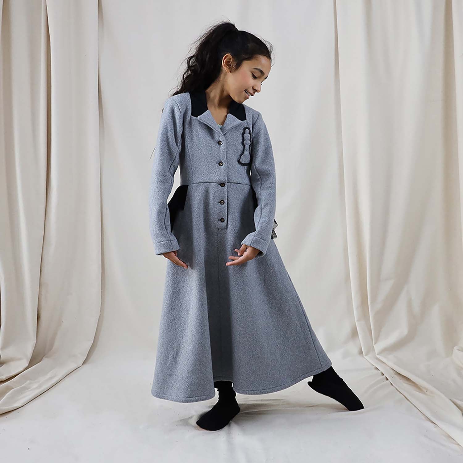 Grey Fleece Bustle Dress – view 2 – Infantium Victoria