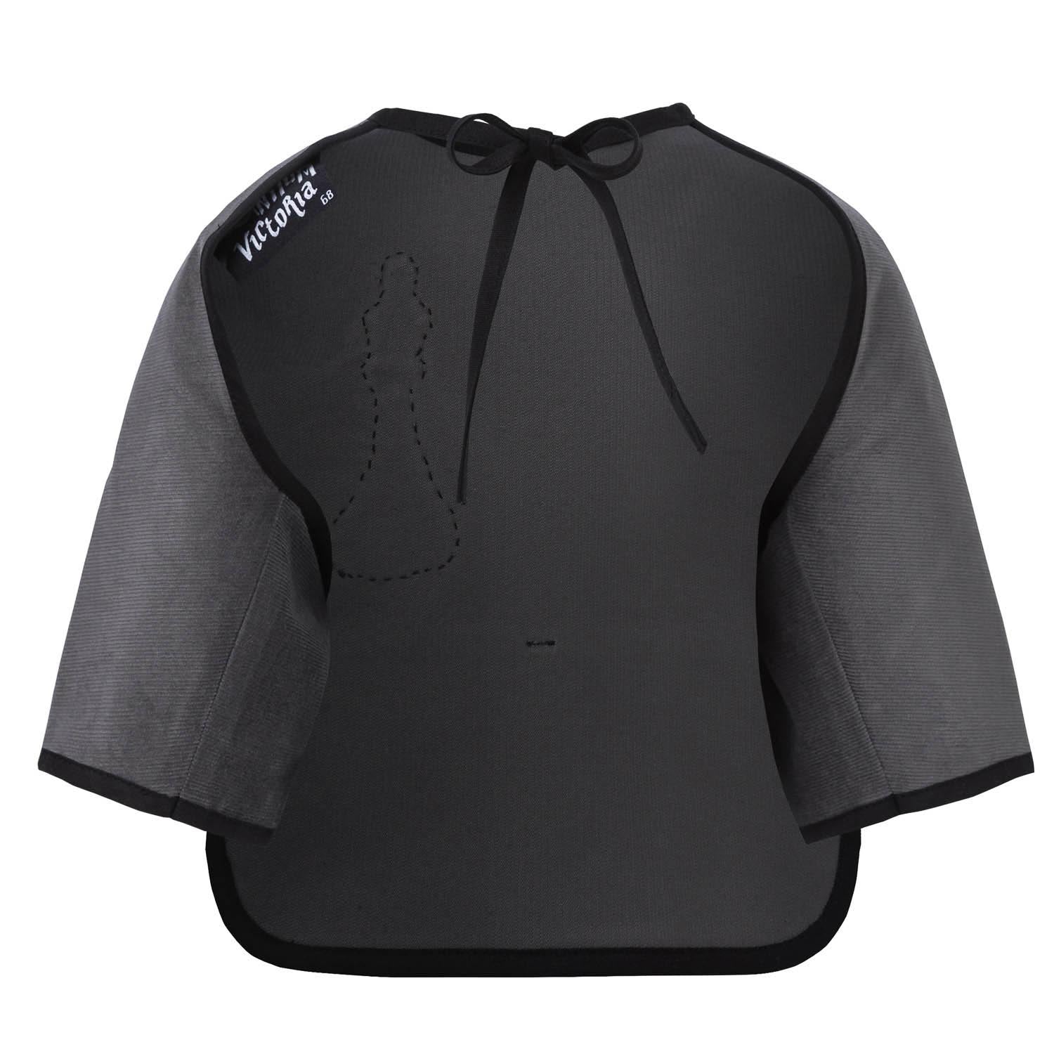 Grey Corduroy Bib with Sleeves – view 2 – Infantium Victoria