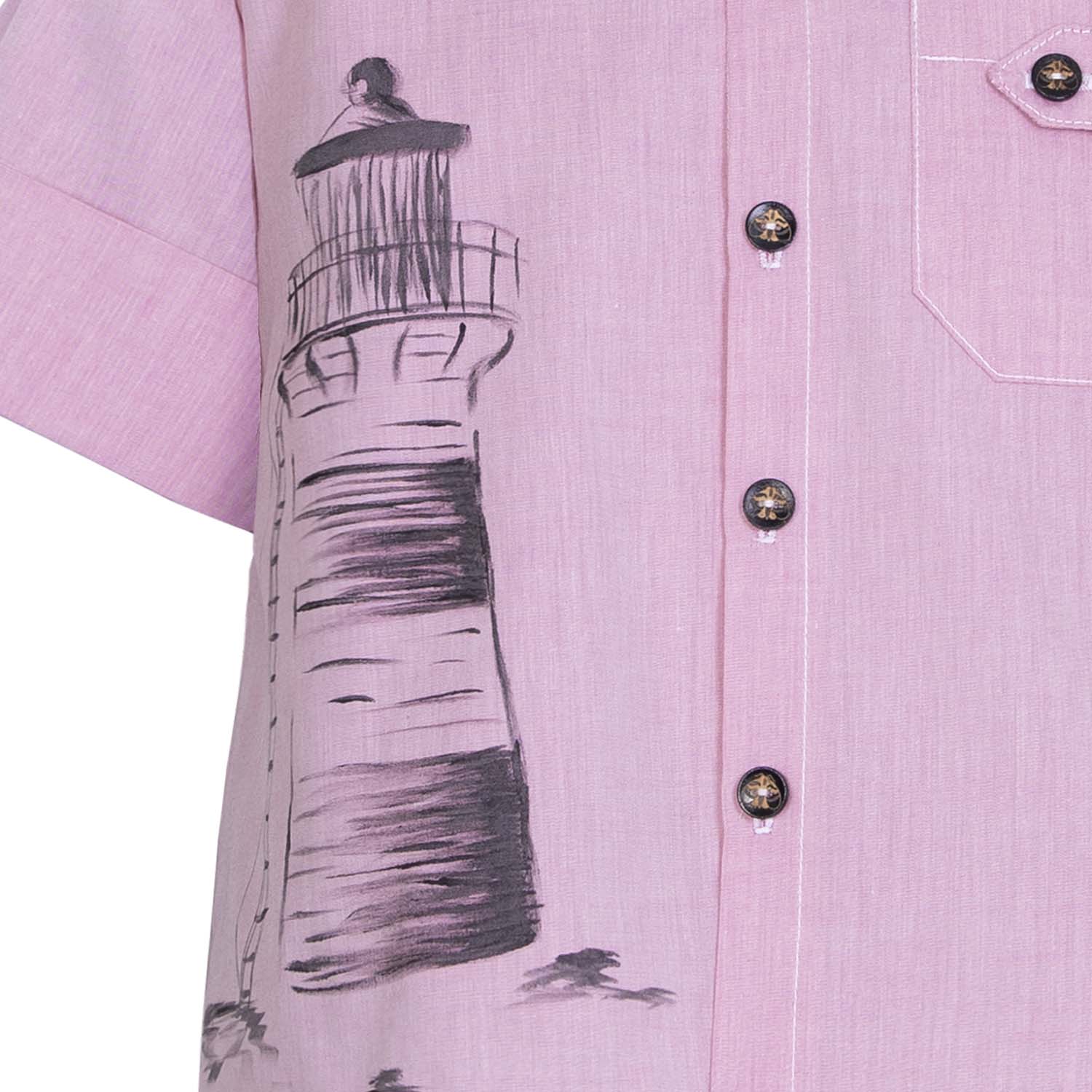 Hand-Painted Pink Dress Shirt Limited Edition, GOTS – view 4 – Infantium Victoria