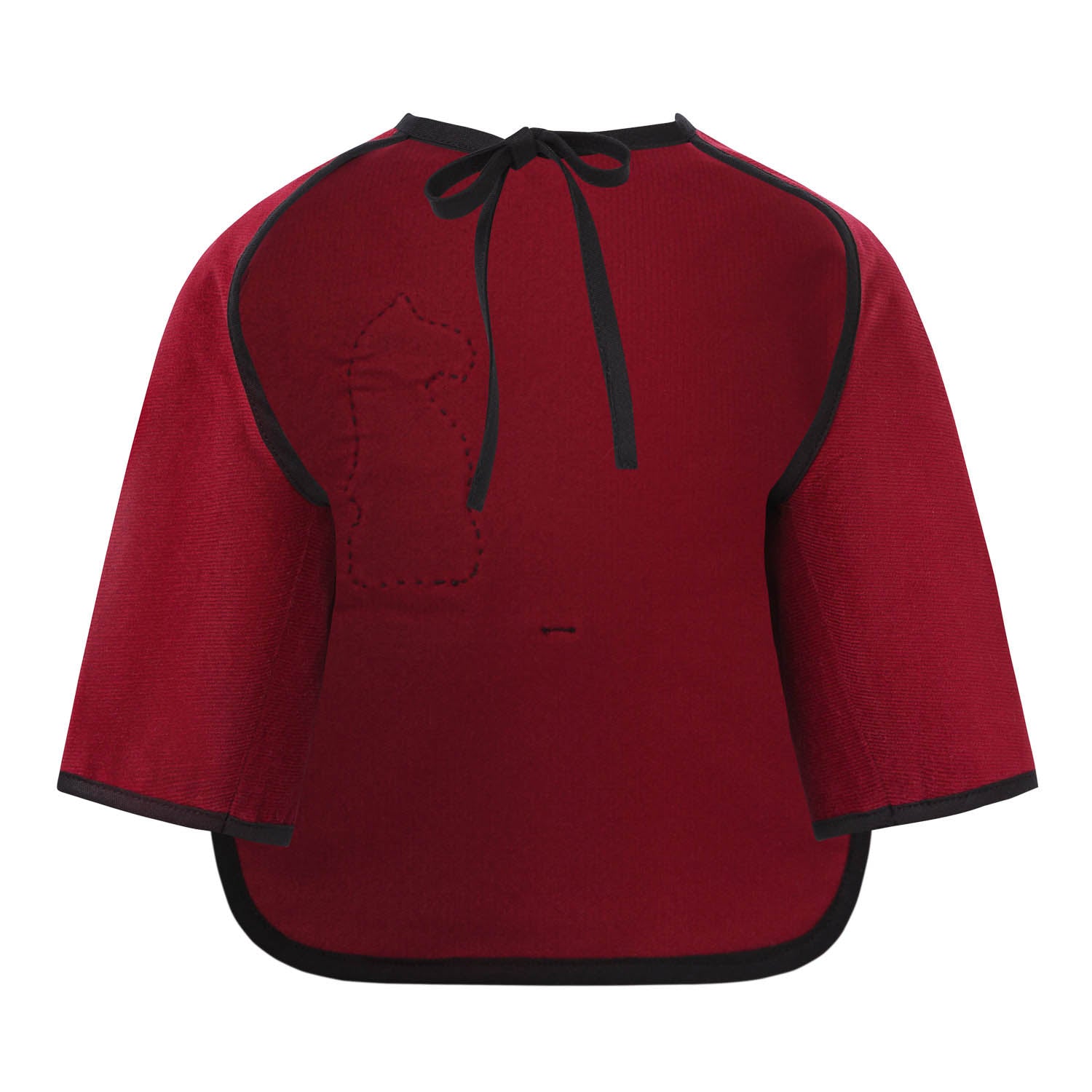 Red Corduroy Bib with Sleeves – view 2 – Infantium Victoria