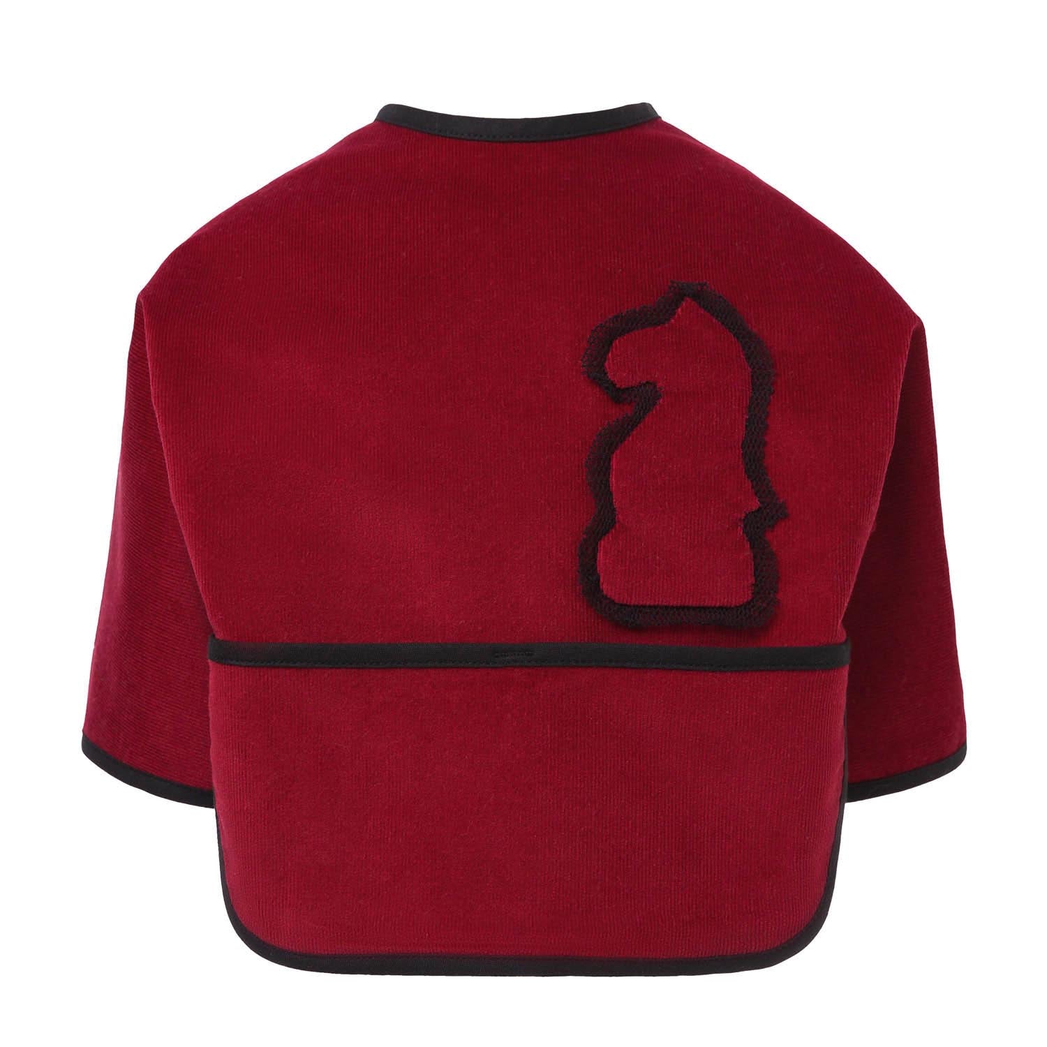 Red Corduroy Bib with Sleeves – Infantium Victoria