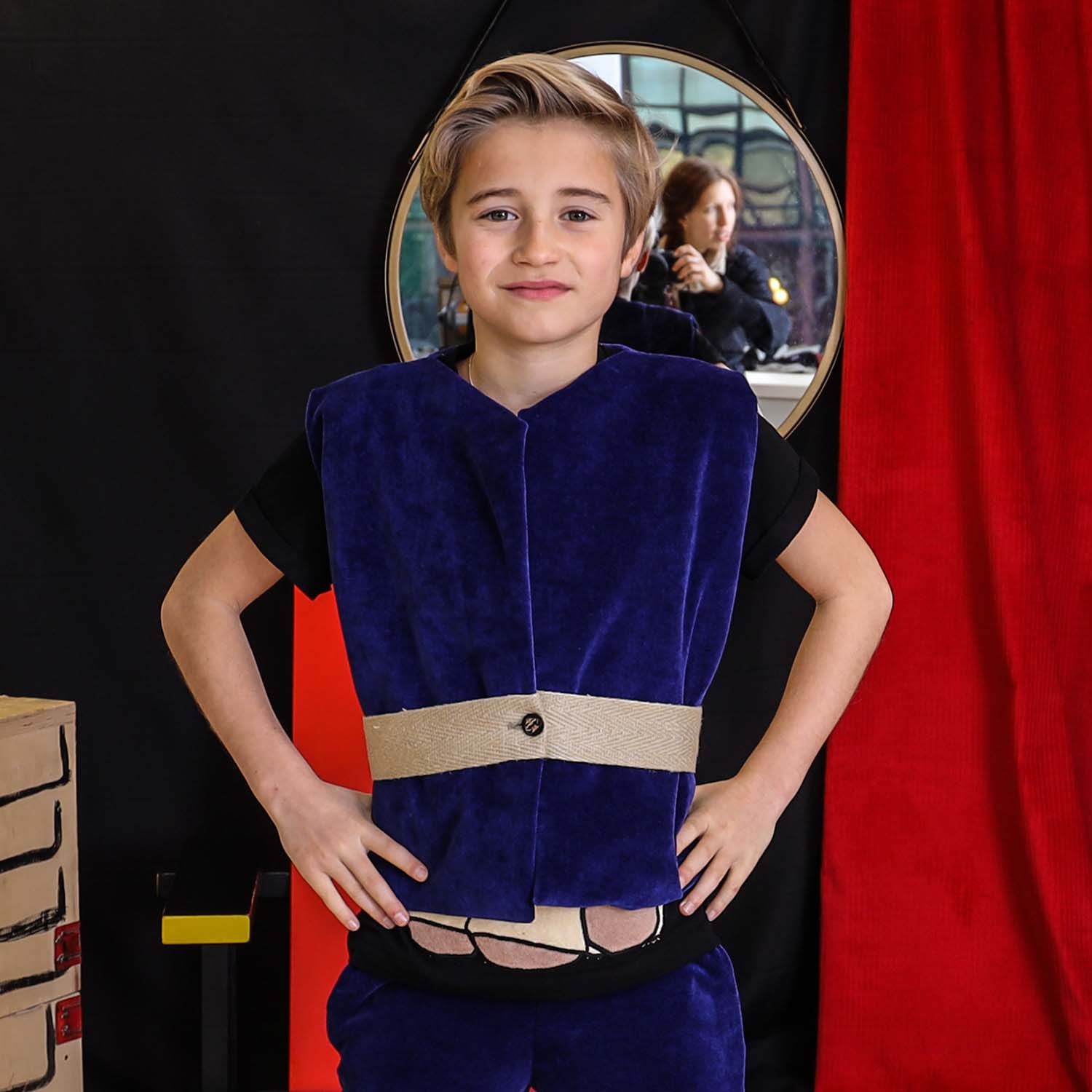 Royal Blue Velvet Vest – view 3 – Infantium Victoria
