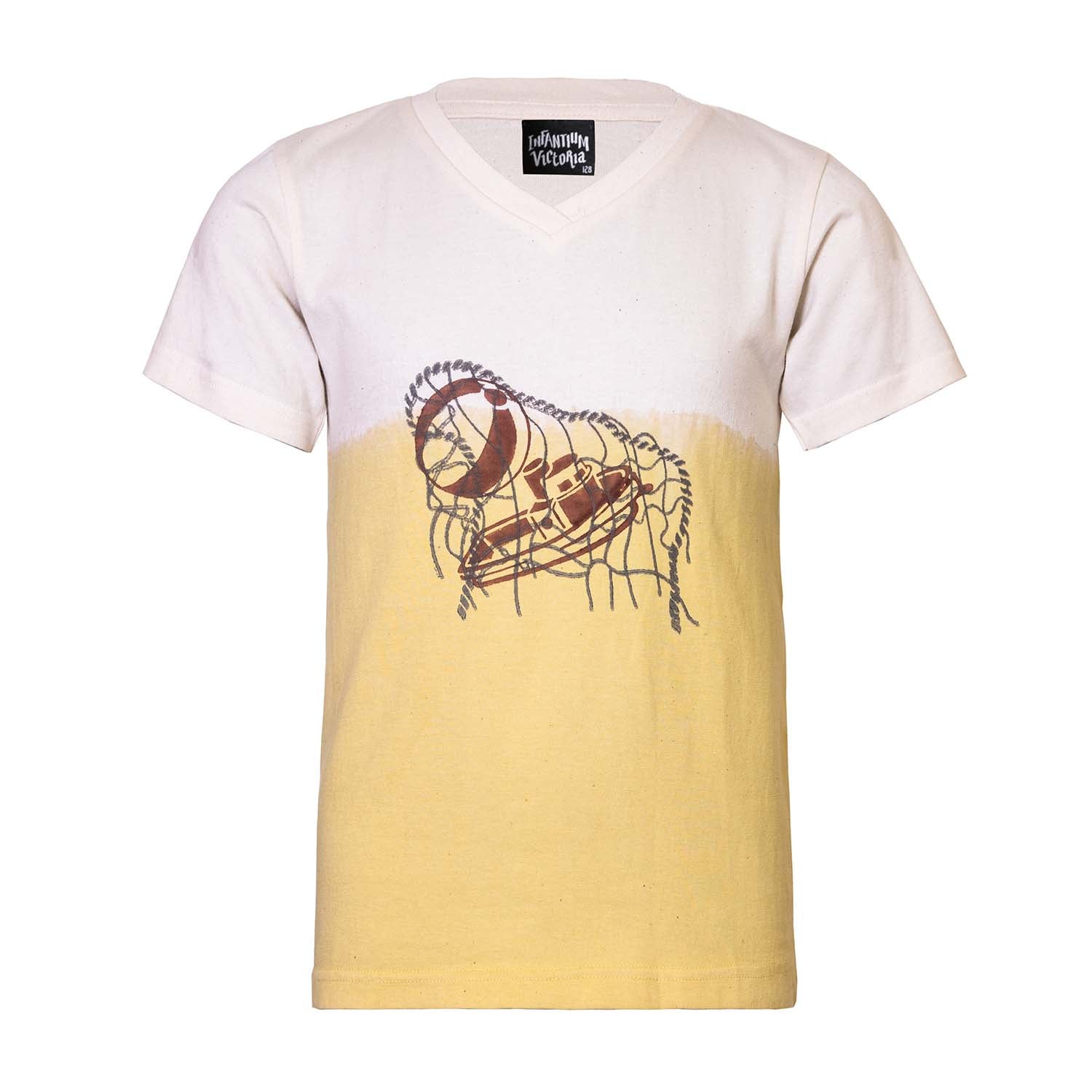 Artisanal T-Shirt Naturally Dyed with Turmeric and Toy Block Print – Infantium Victoria