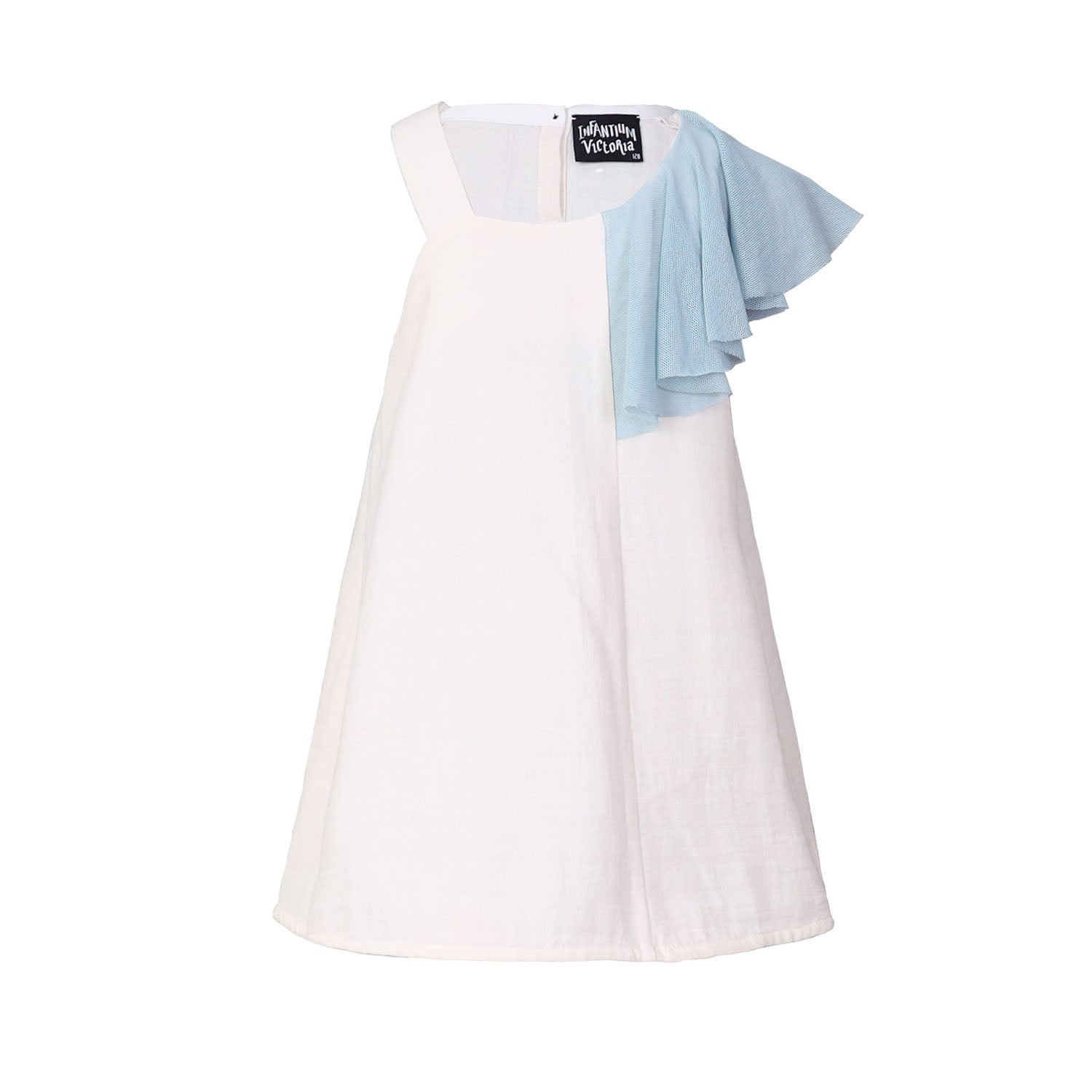 White Dress with Asymetric Shoulder for Girls – Infantium Victoria