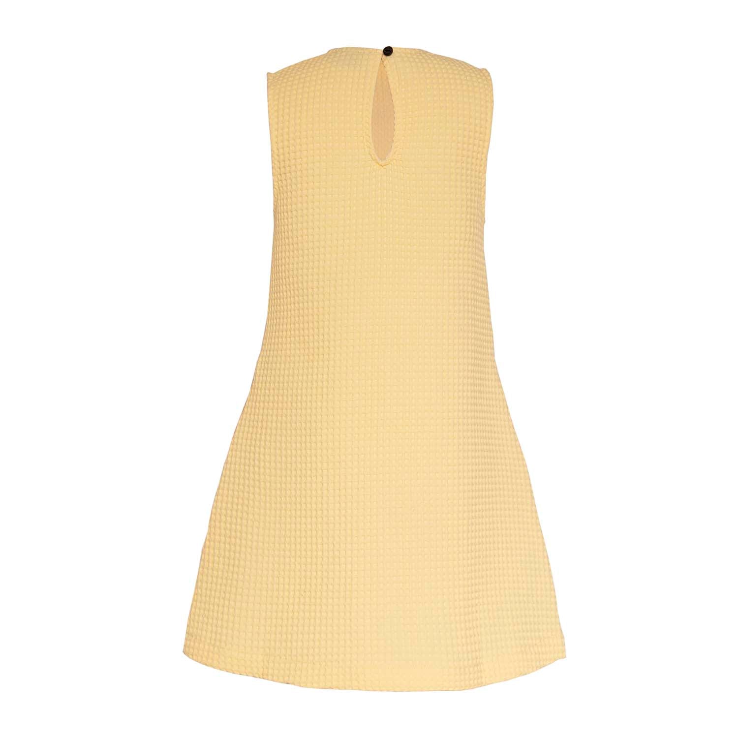 Yellow Waffle Dress with Embroidery for Girls – view 4 – Infantium Victoria