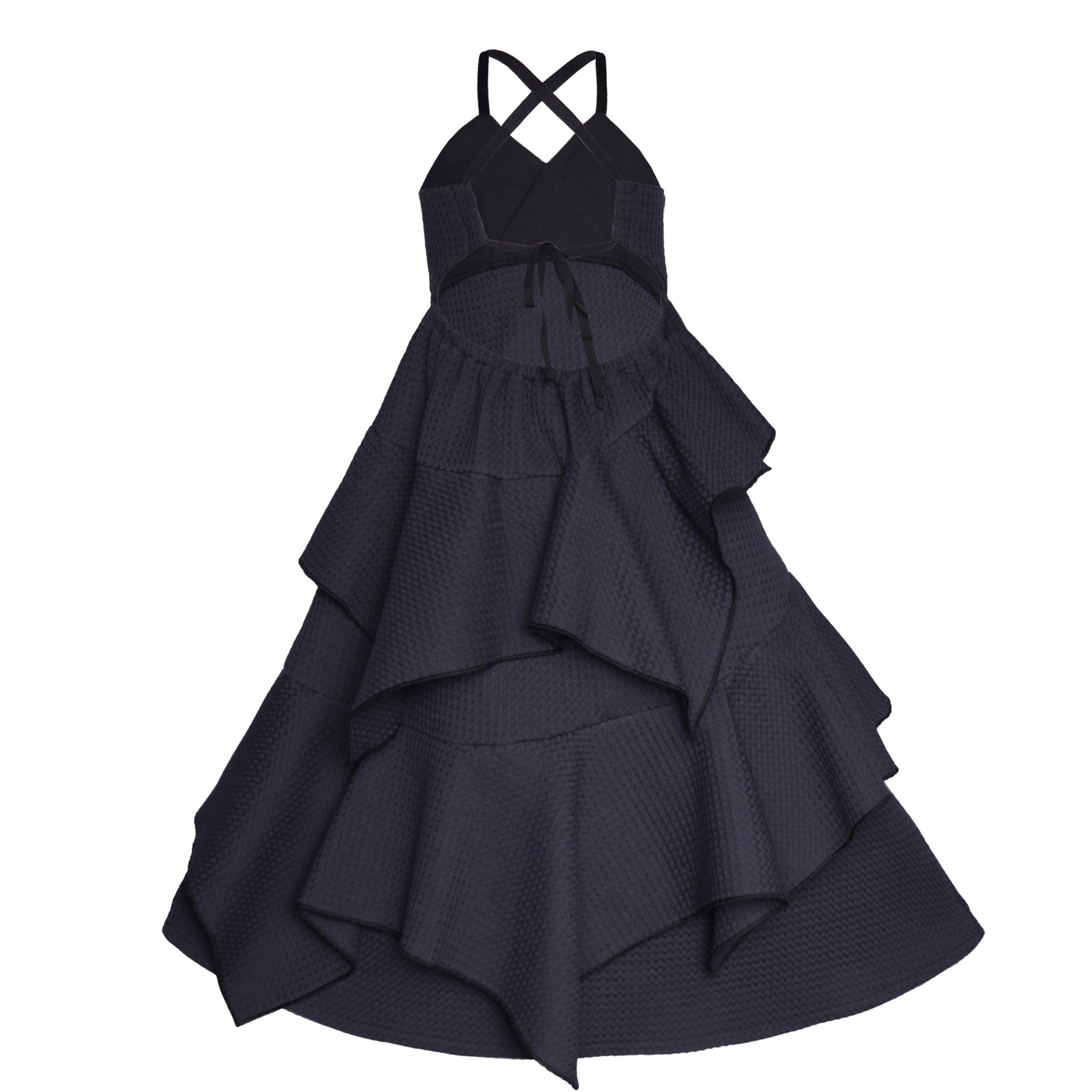Black Waffle Cotton Gown for Girls – view 4 – Infantium Victoria