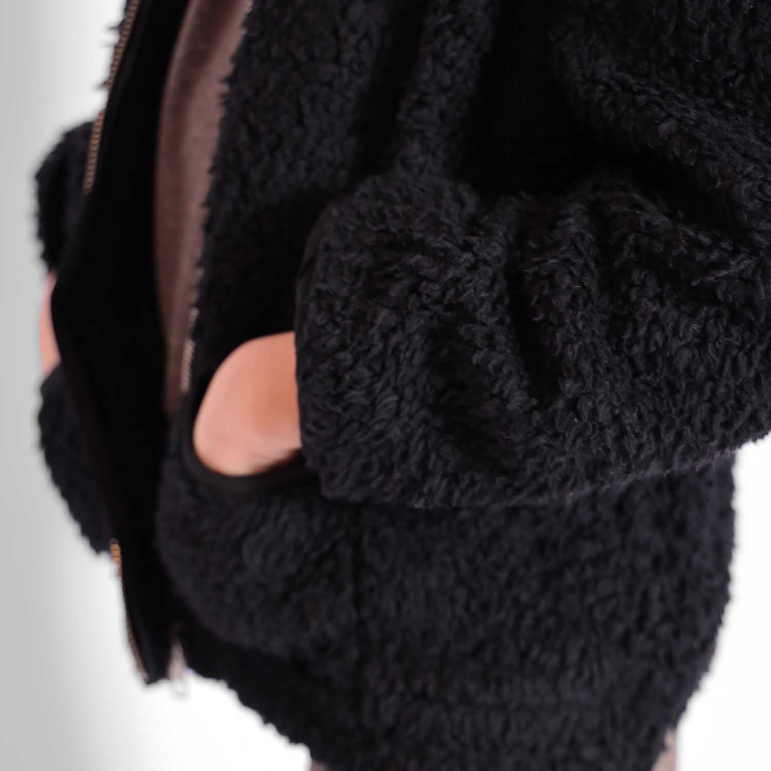 Black Faux Fur Jacket – view 3 – Infantium Victoria