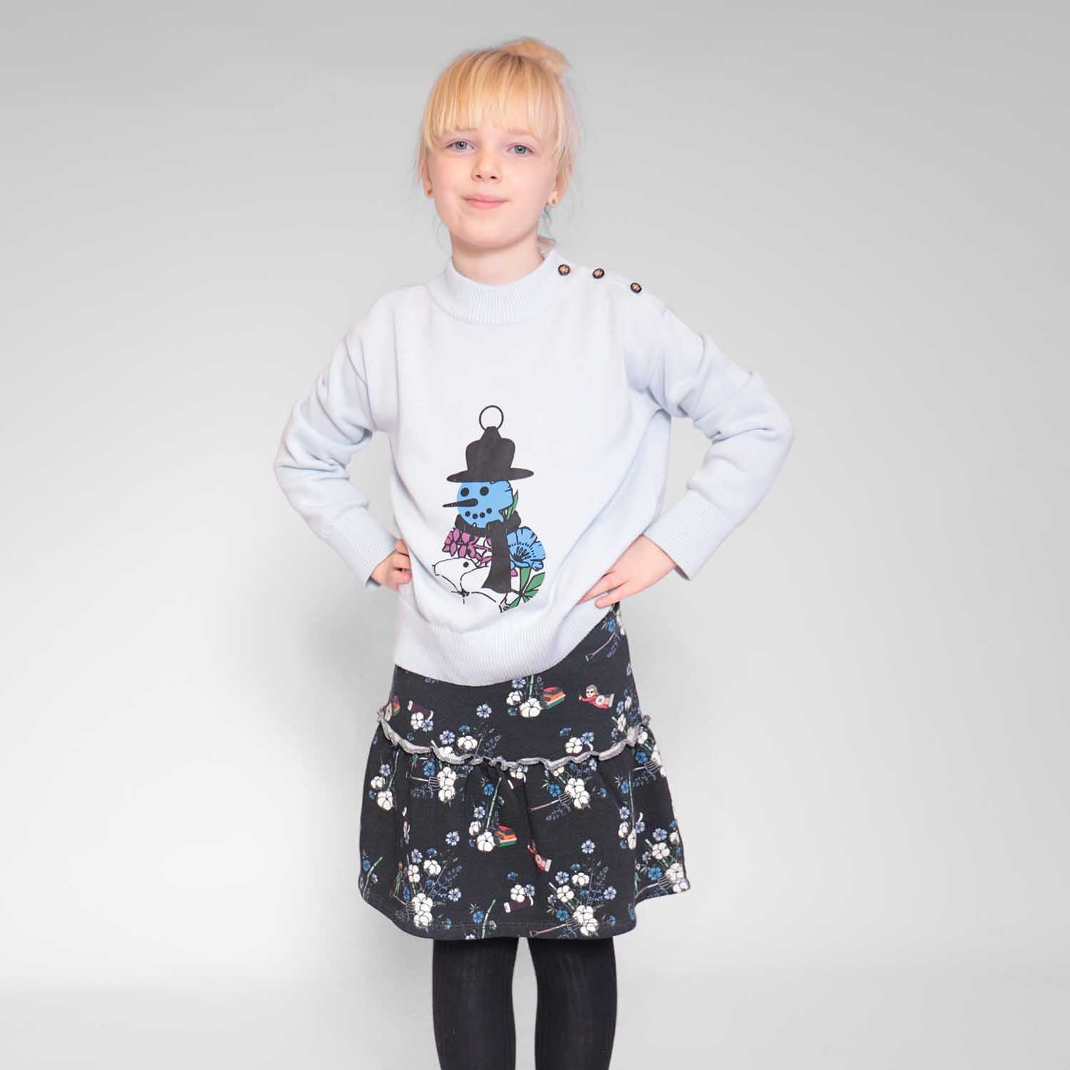 Black Floral Skirt for Girls – view 2 – Infantium Victoria