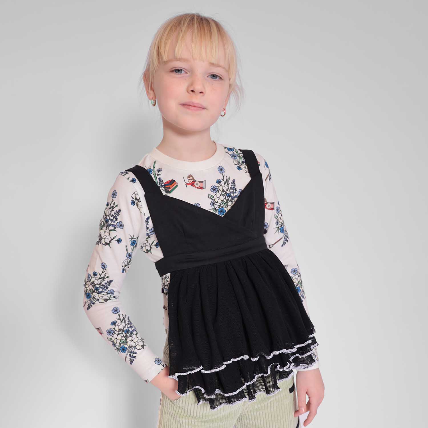 Black Ruffle Top – view 2 – Infantium Victoria