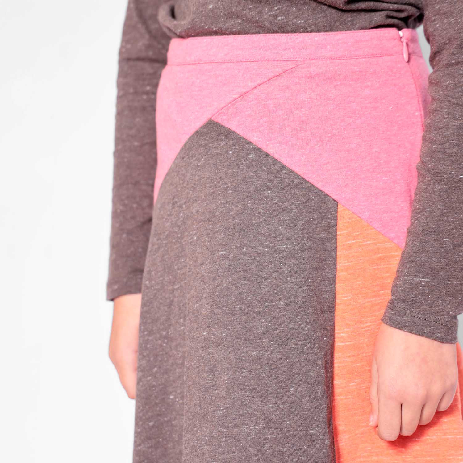 Girls Pink and Orange Colorblock Skirt – view 3 – Infantium Victoria
